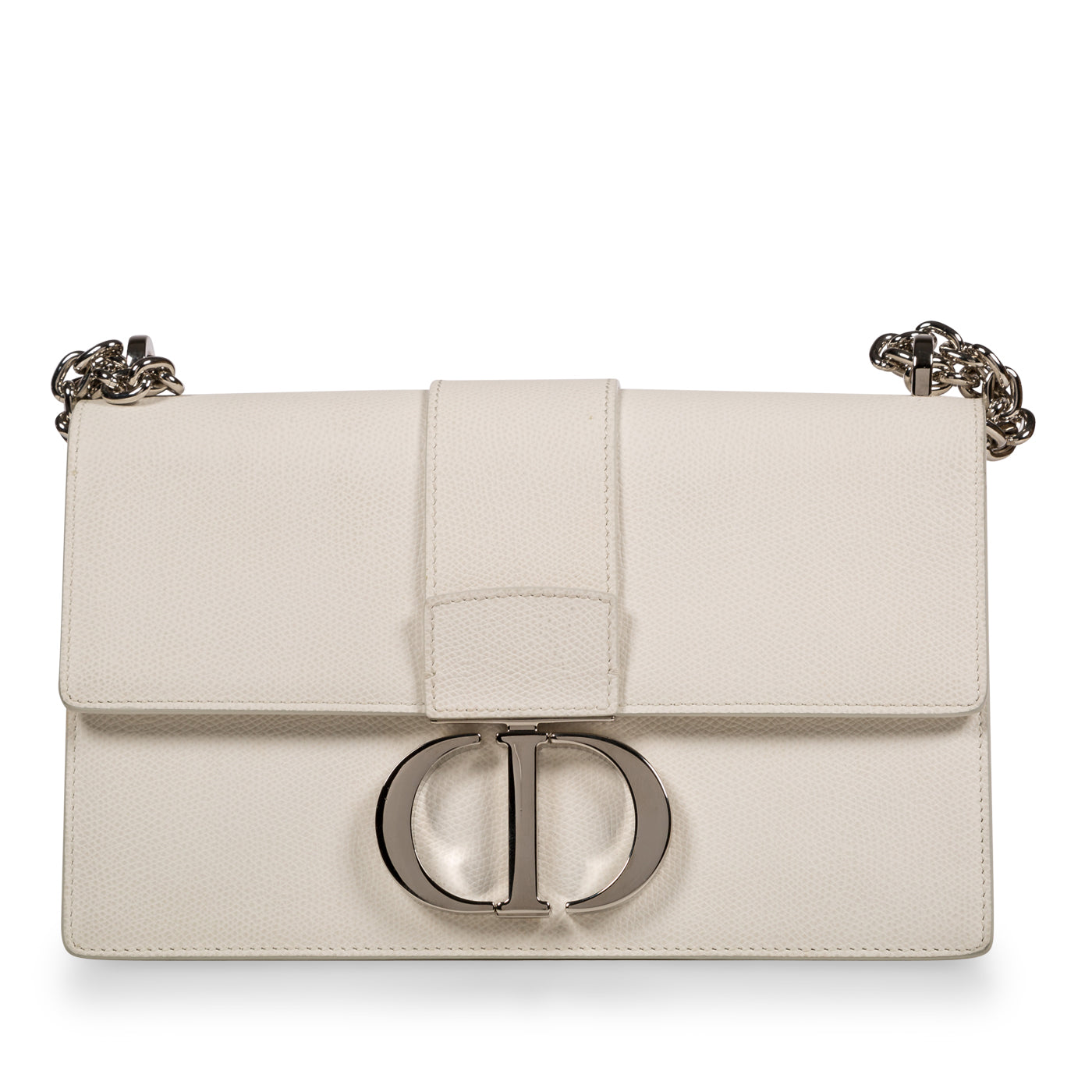Christian Dior White Grained Calfskin Leather Montaigne 30 Flap