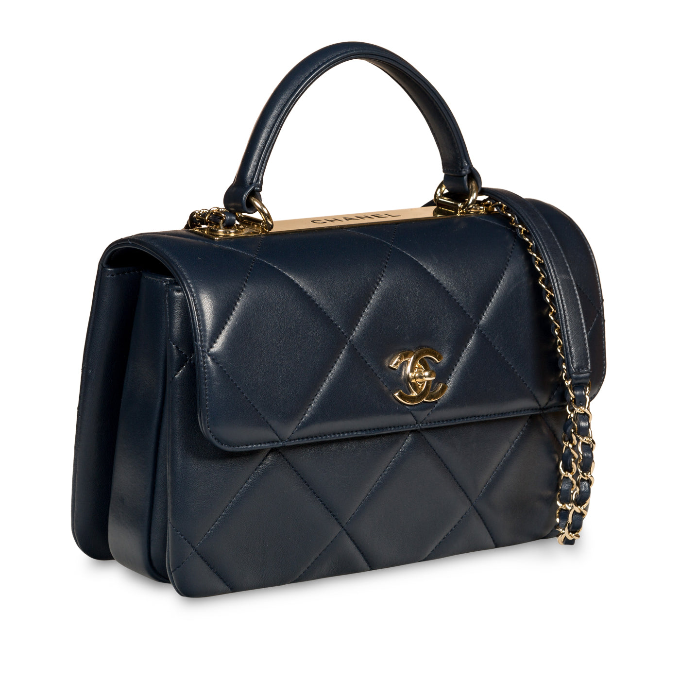 CHANEL ネイビー キルティング バッグ Chanel - Medium Trendy CC Flap Bag - Blue - CGHW - Pre-Loved – Bagista