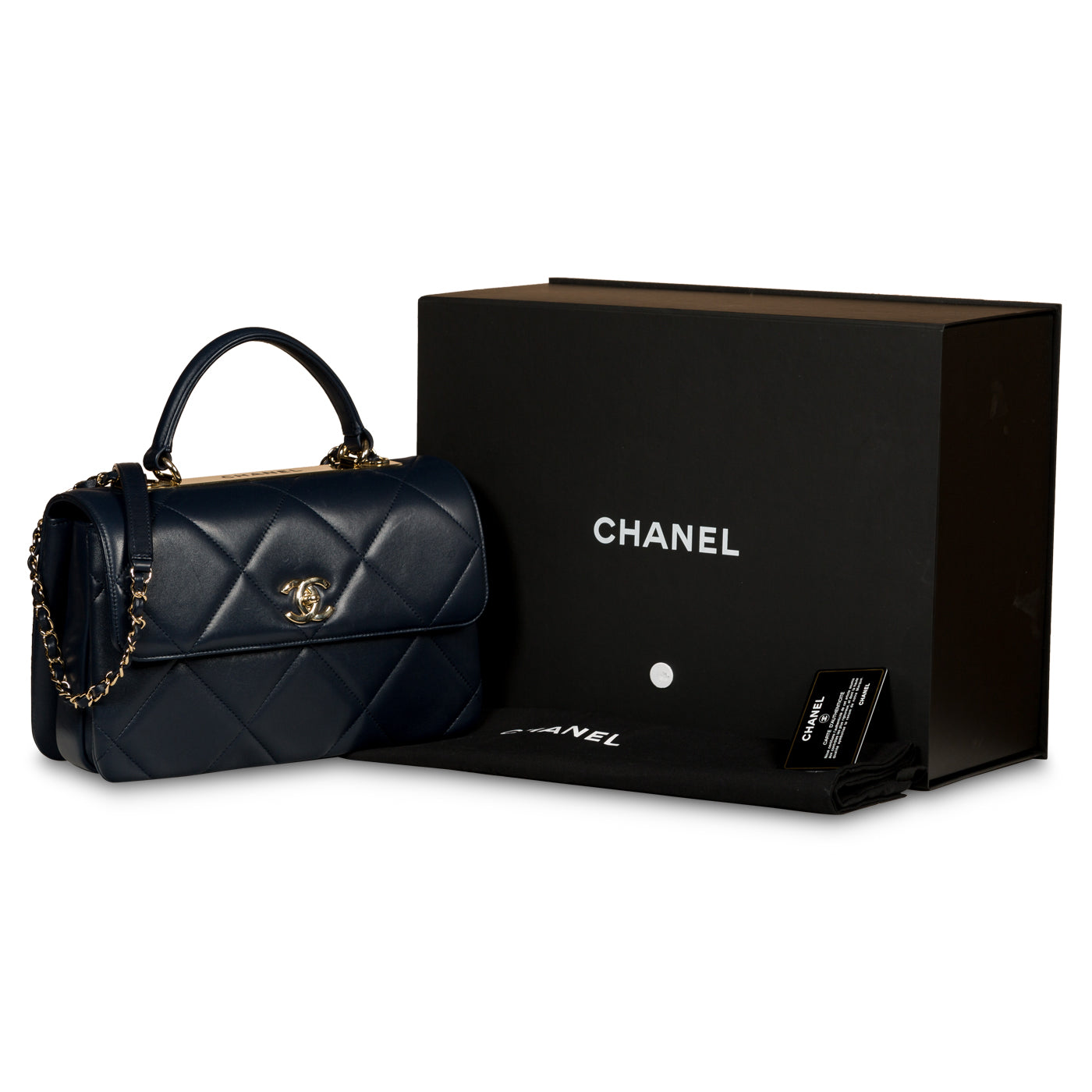 CHANEL ネイビー キルティング バッグ Chanel - Medium Trendy CC Flap Bag - Blue - CGHW - Pre-Loved – Bagista