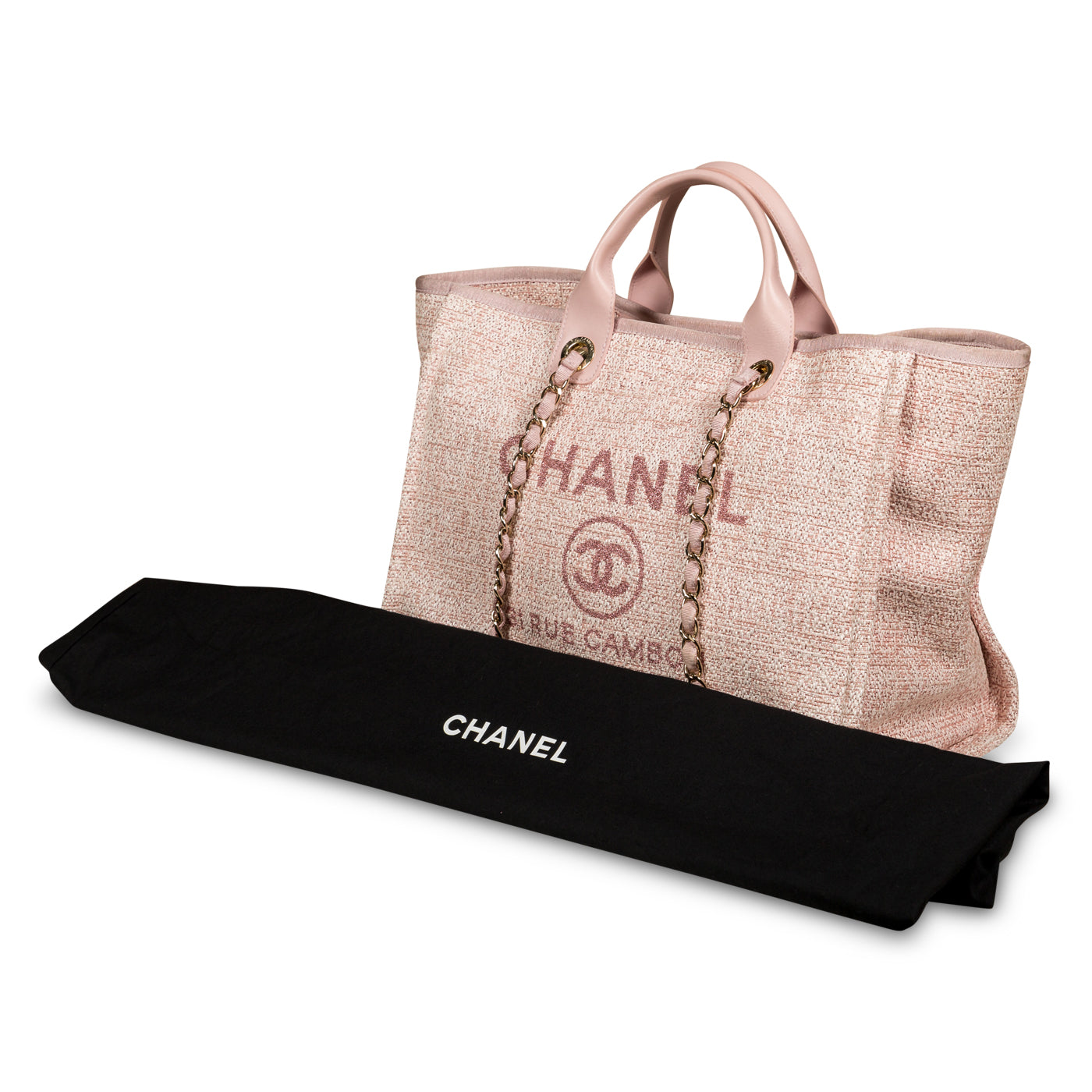 Chanel Deauville Neutral Canvas Shoulder Tote Bag ○ Labellov
