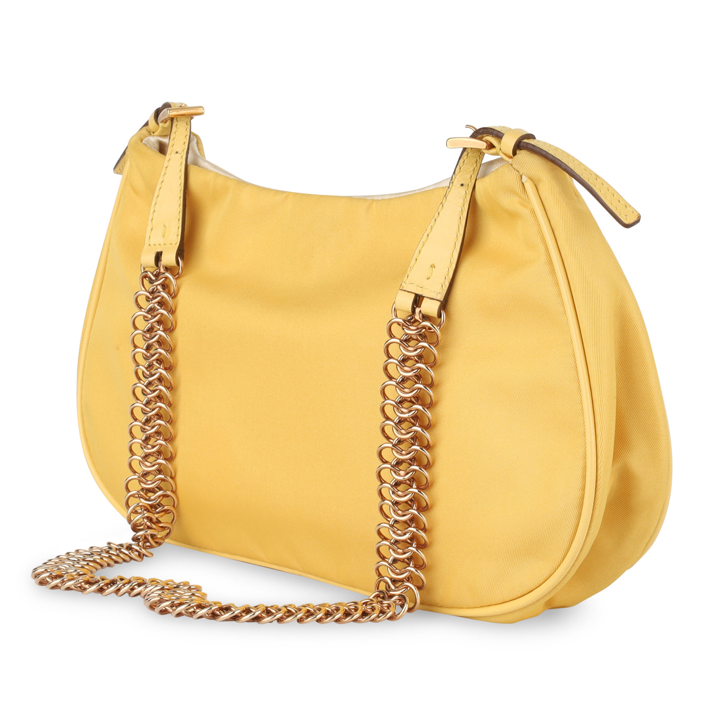 PRADA Shoulder Bag Nylon Yellow Auth 38487