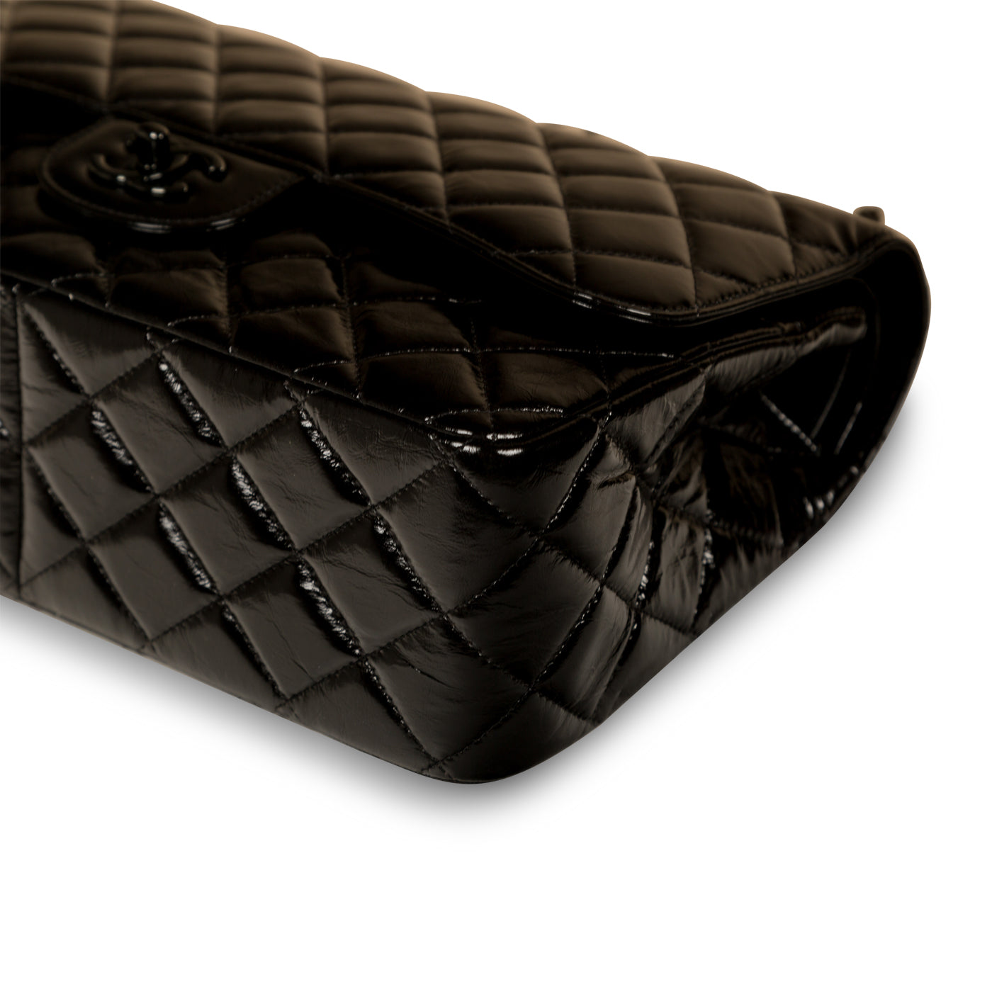 Chanel - So Black Classic Flap Bag Jumbo - Black Glazed Leather - BHW -  Immaculate