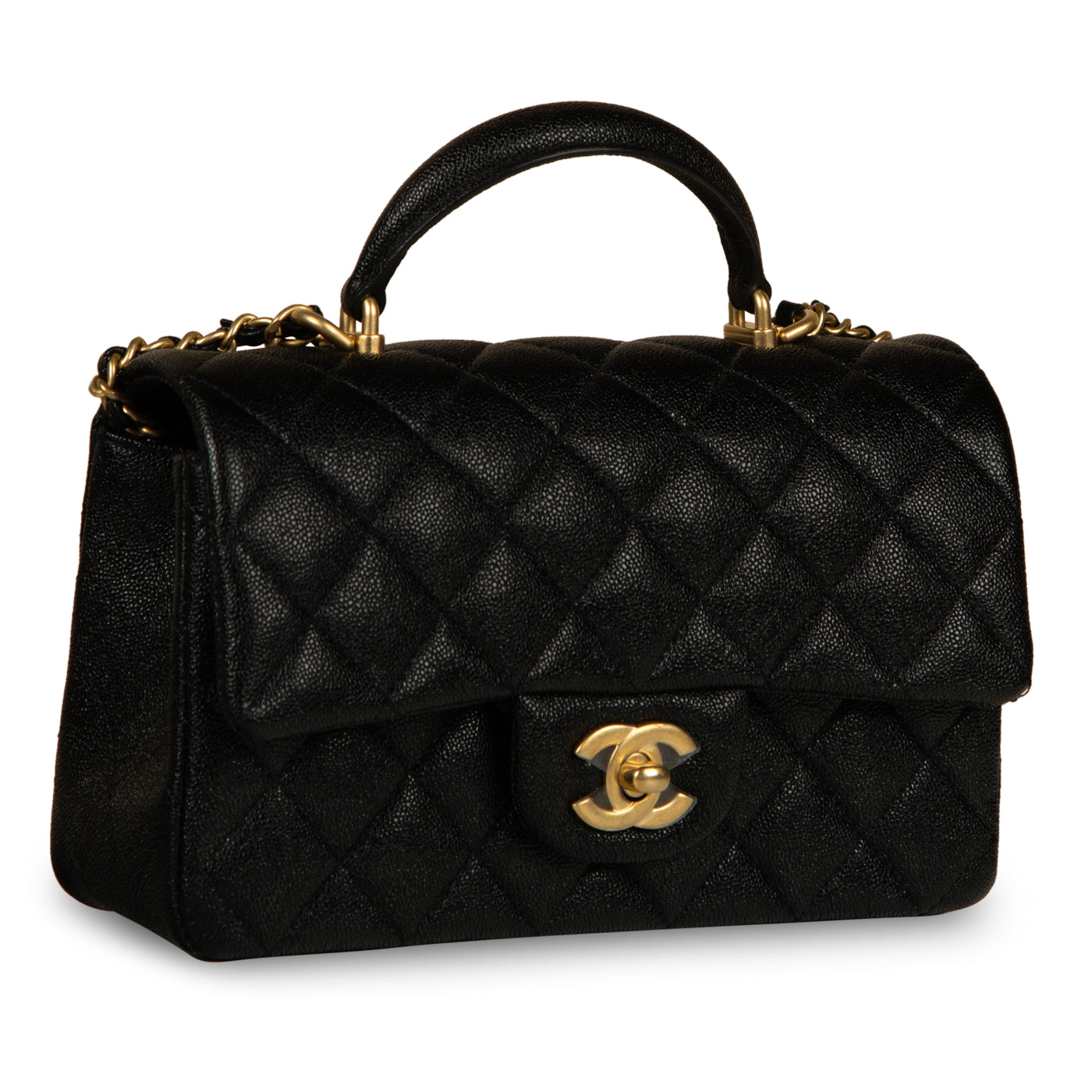 Chanel mini top handle caviar flap bag Clearance