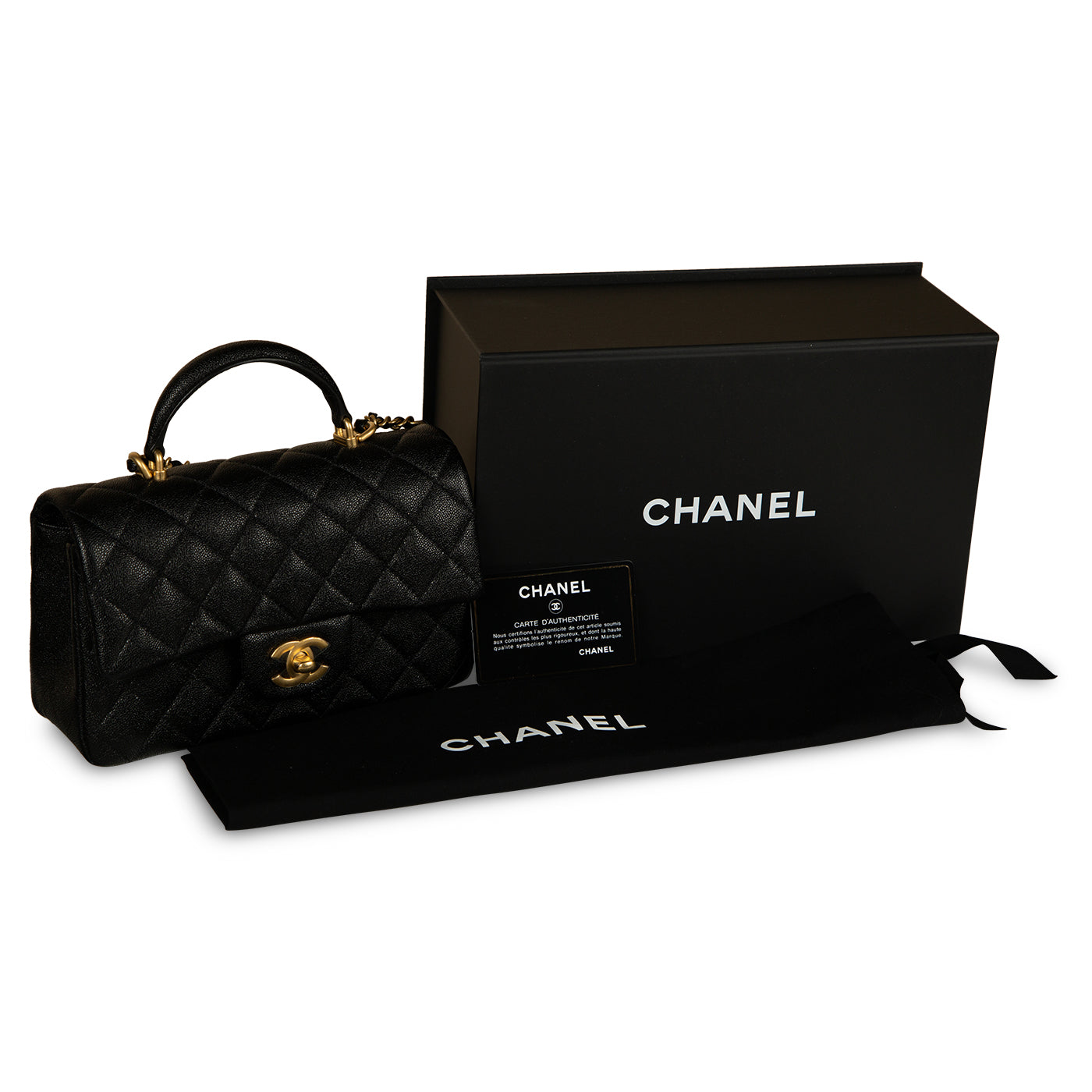 Chanel Chain Handle Flap Bag Quilted Calfskin with Caviar Mini