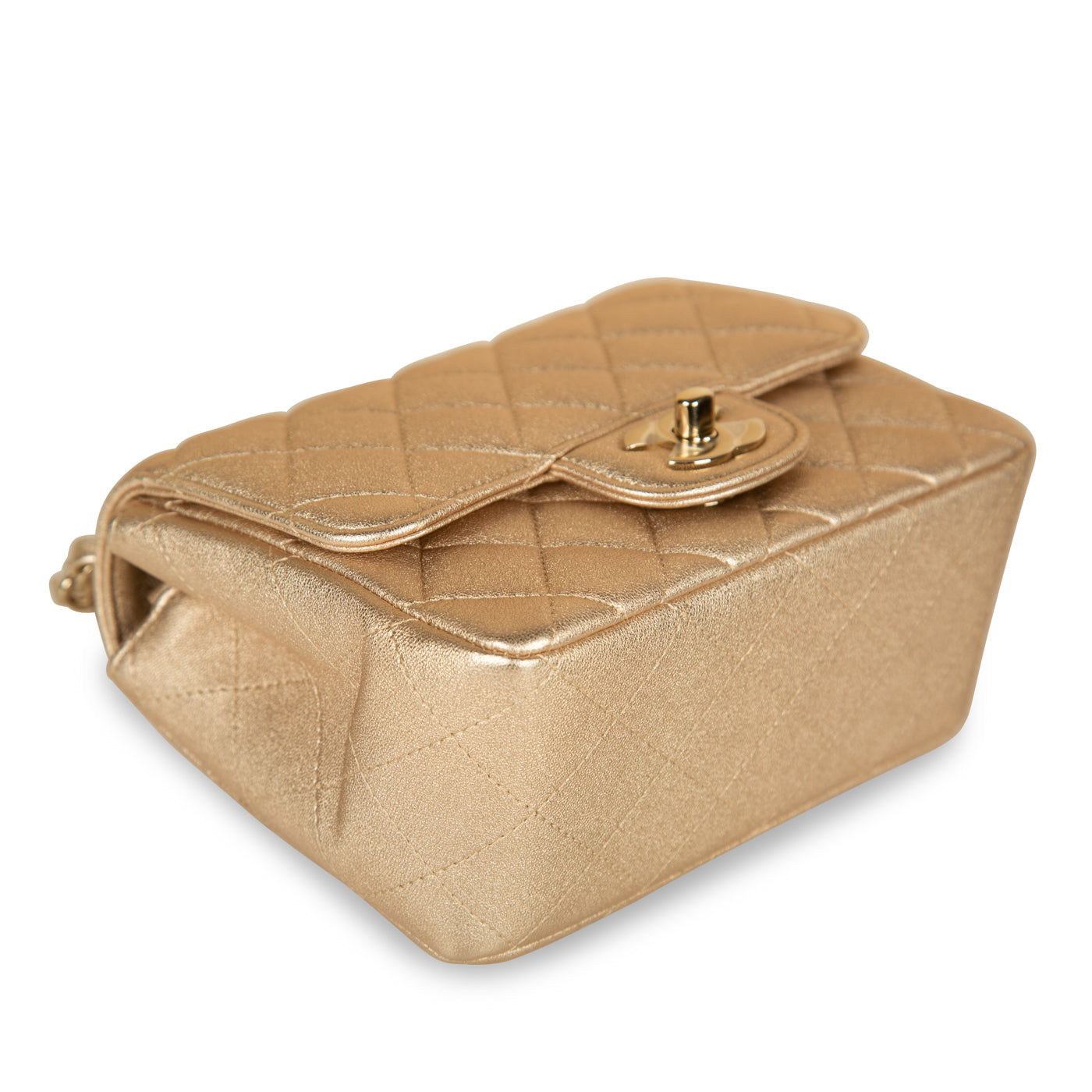 Chanel - Mini Square Classic Flap Bag - Gold Goatskin 21P