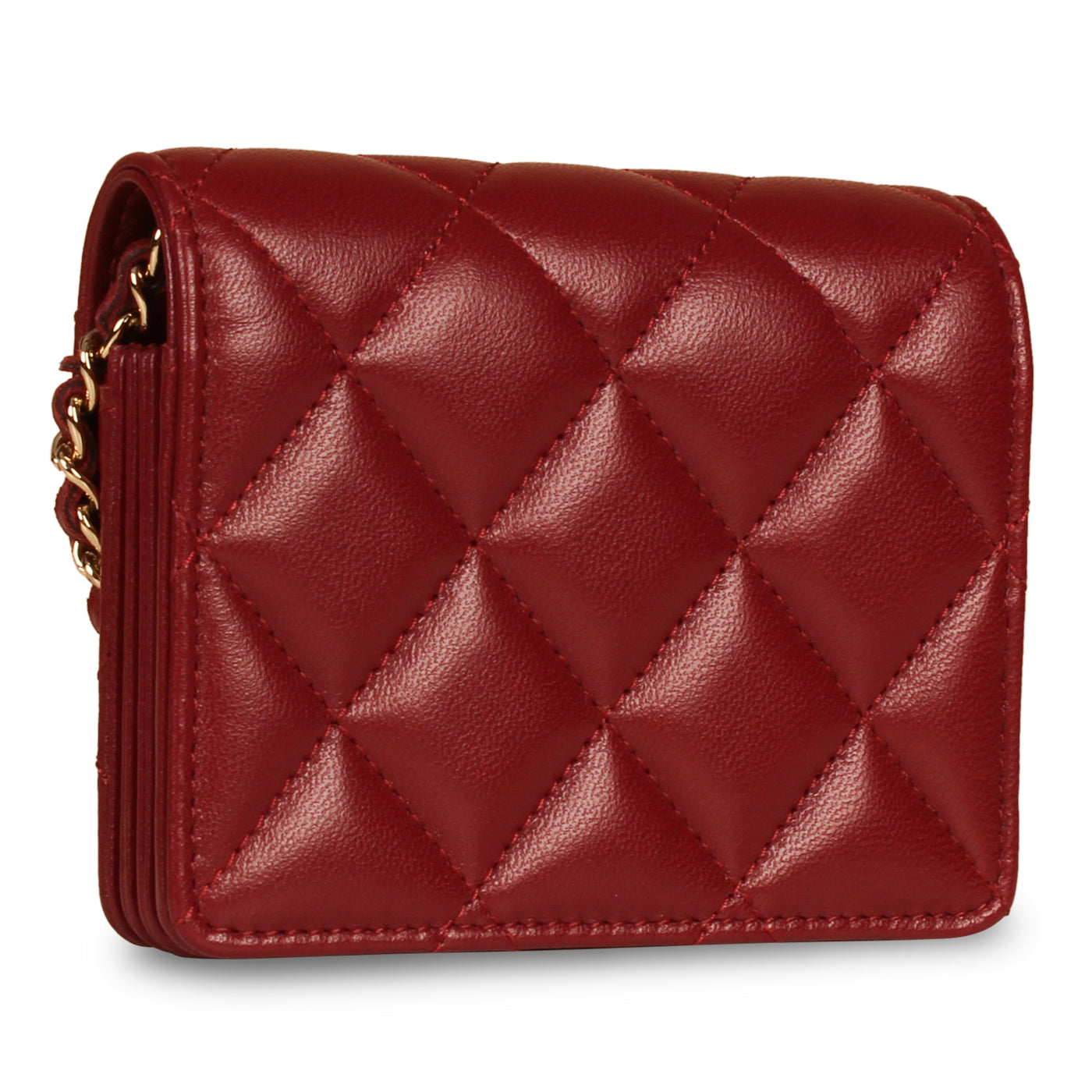Chanel - Classic Flap Cardholder on Chain - Red Lambskin - GHW