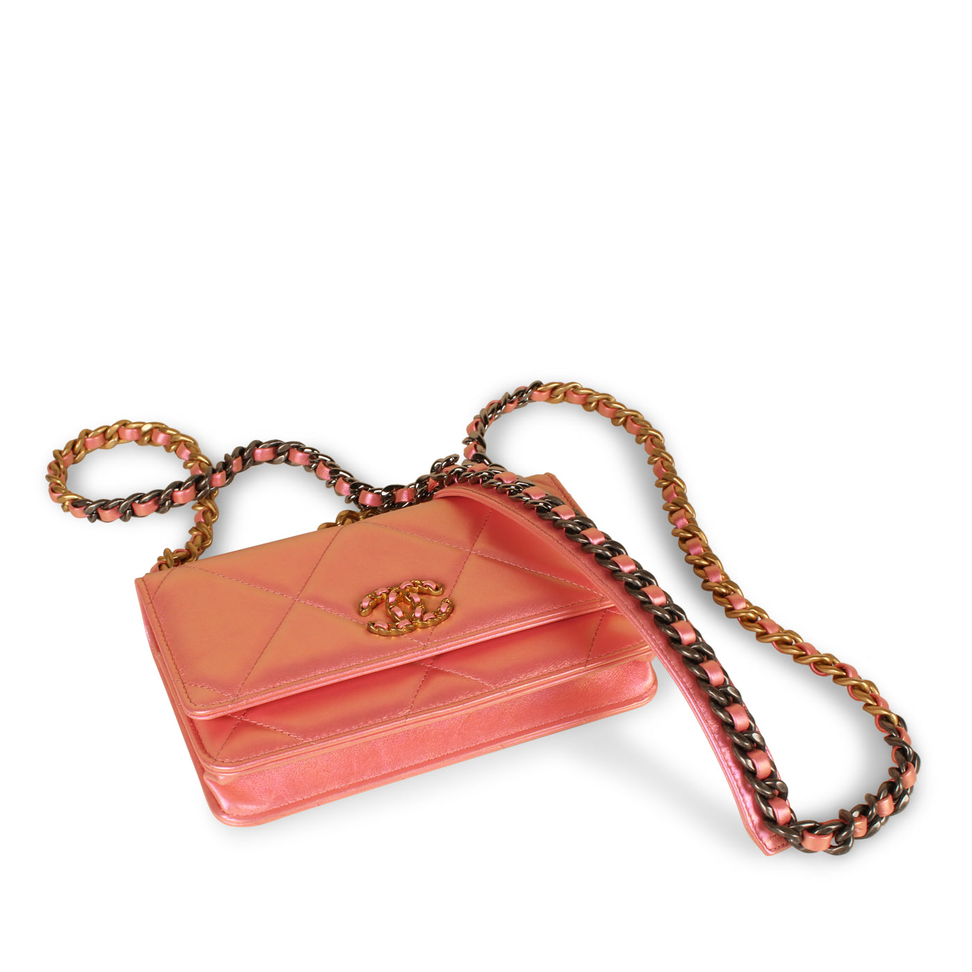 Chanel 19 Iridescent Wallet on Chain WOC Pink 2021