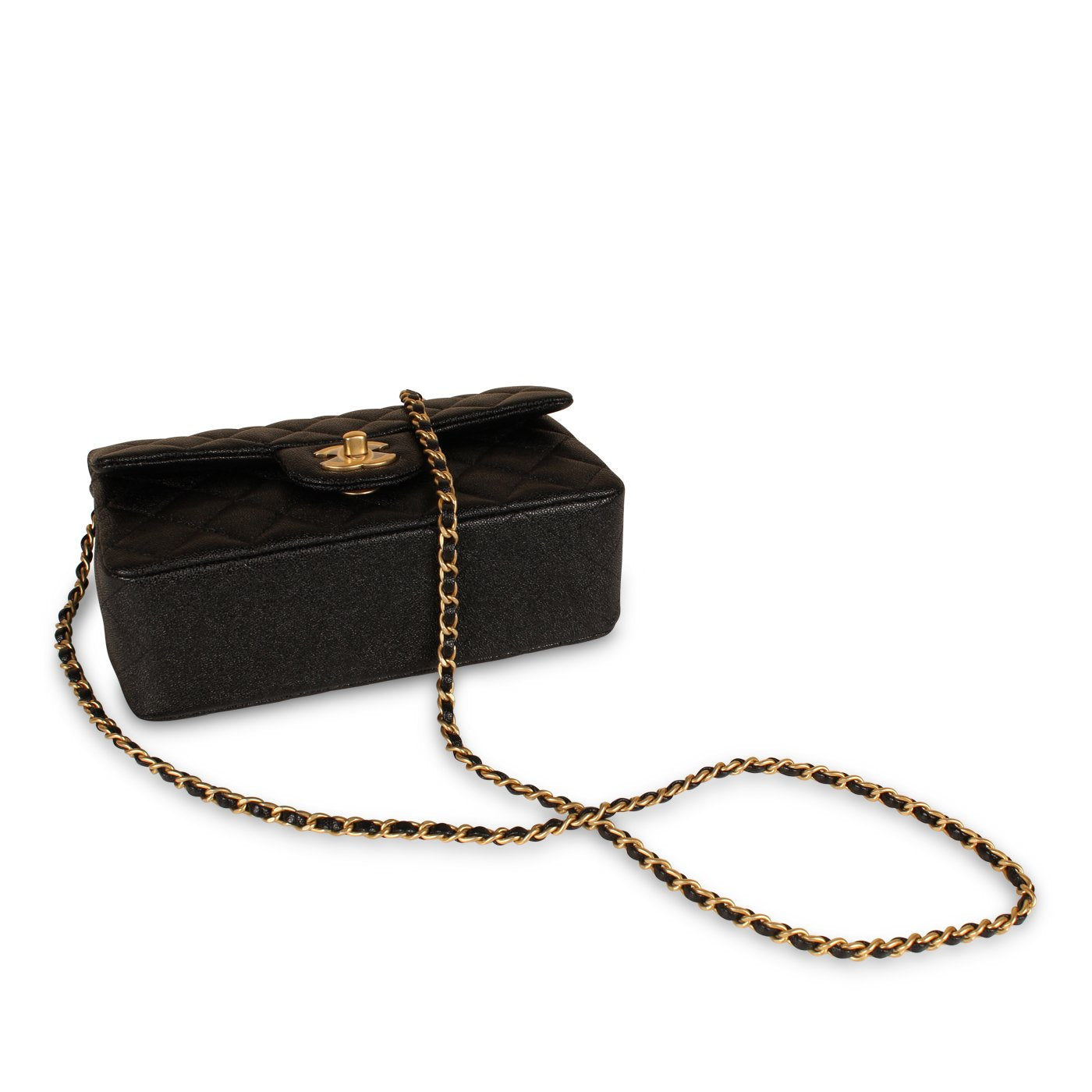 Chanel Handbag Satin Vintage Black Mini Handle Tote Bag Purse