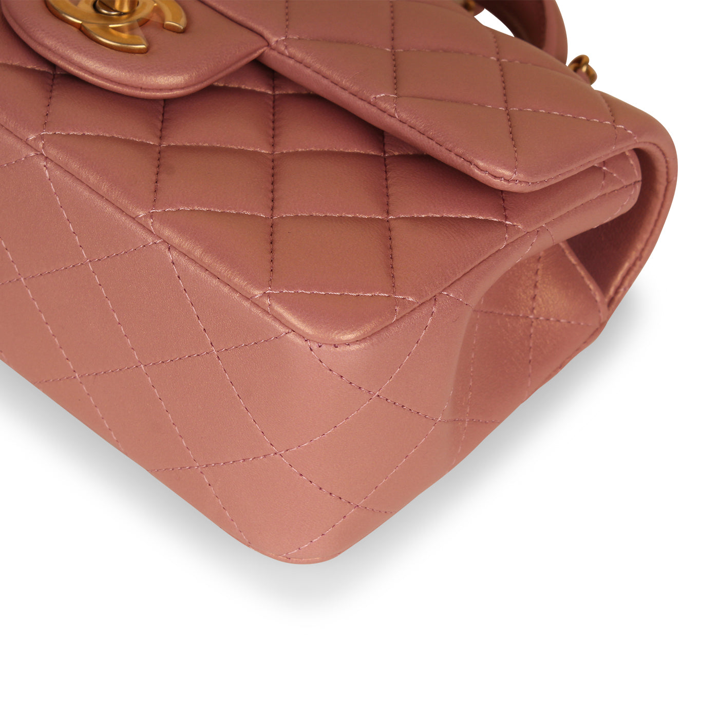 Chanel - Mini Rectangular Top Handle Classic Flap Bag - Shiny Pink - GHW -  New - Bagista
