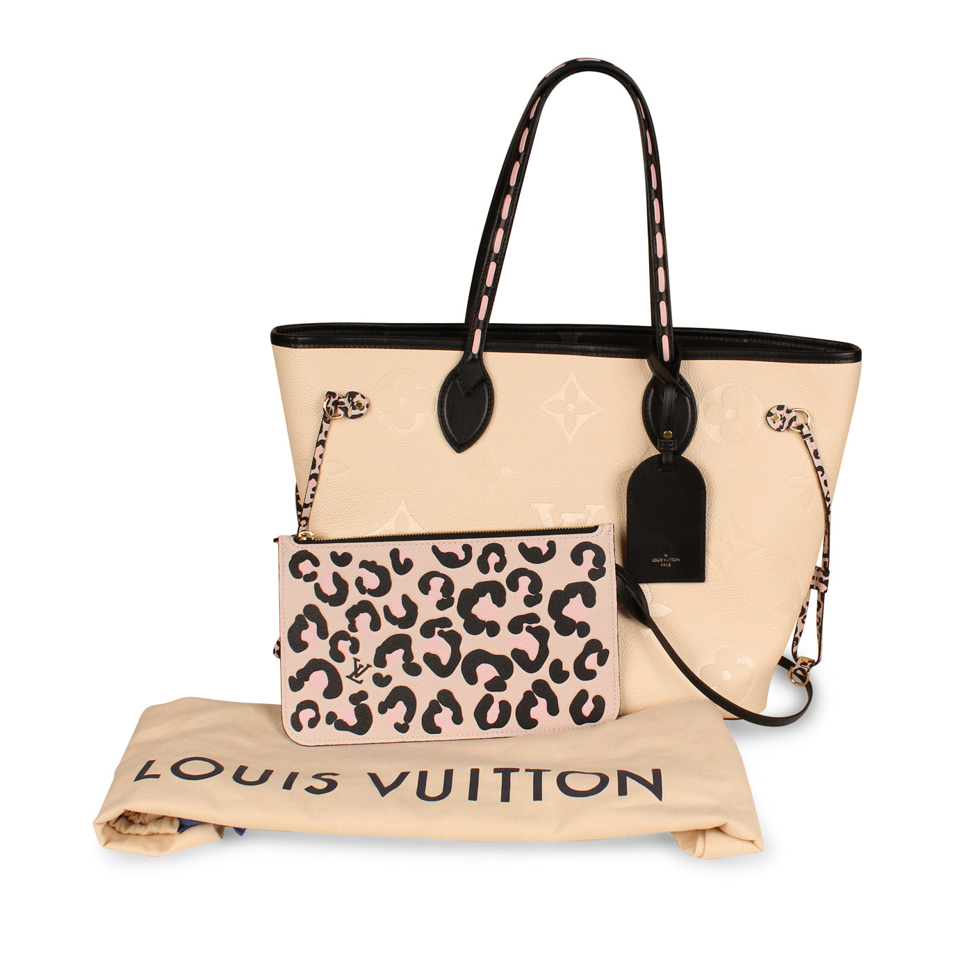 Louis Vuitton Neverfull MM Set, Wild At Heart White and Leopard