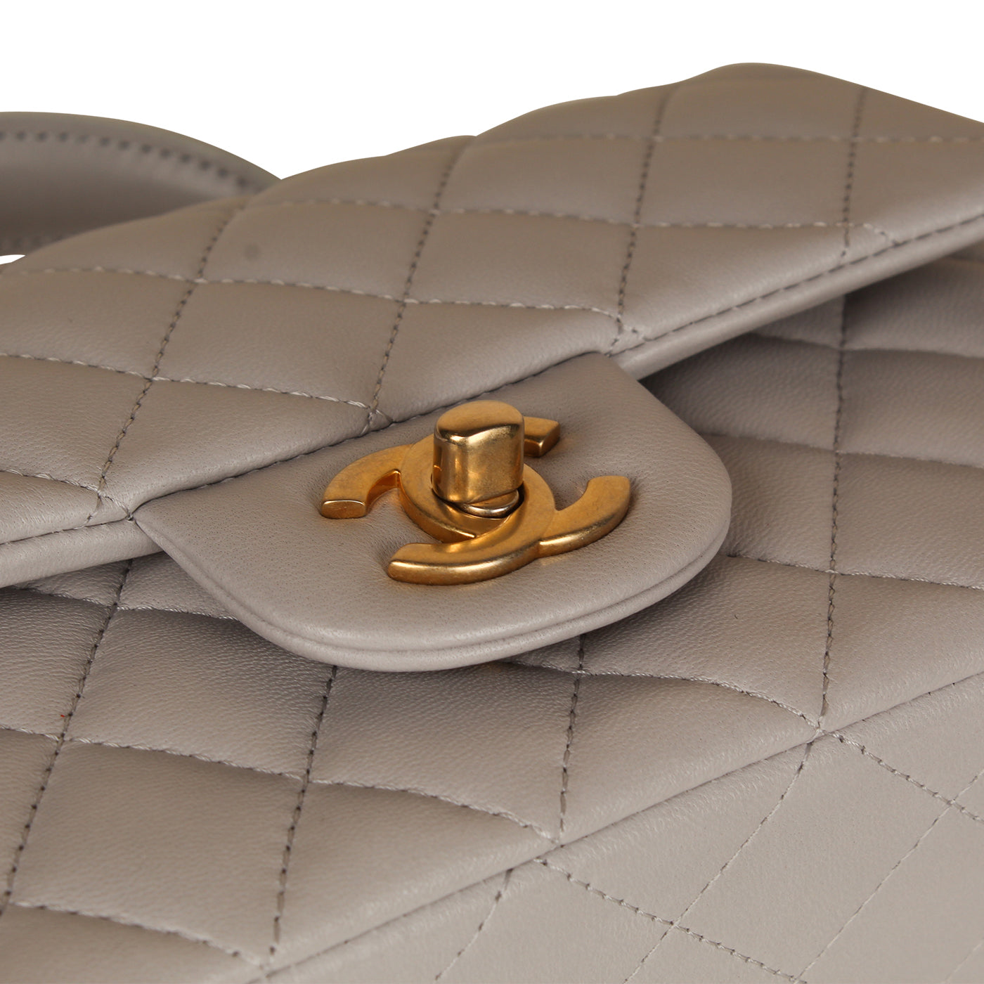 Chanel Beige Quilted Lambskin Leather Small Classic Double Flap Bag, Lot  #58026
