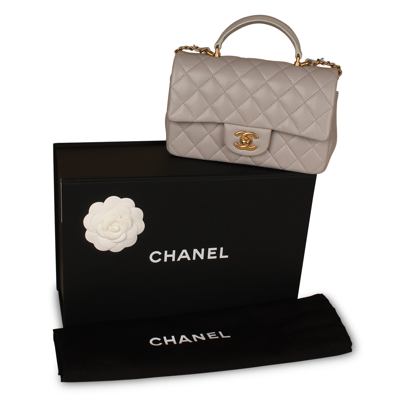 Chanel - Mini Rectangular Top Handle Classic Flap Bag - Grey