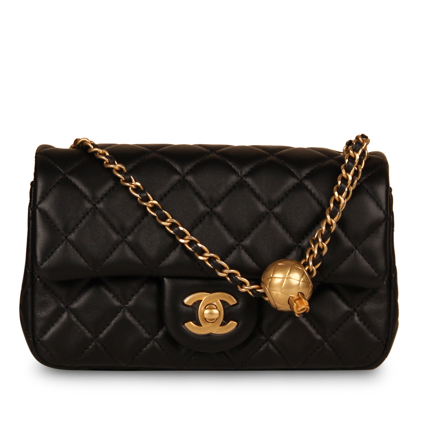 Chanel 22C Pearl Crush Light Beige Lambskin Square Mini Classic Flap with  Antique Gold Hardware