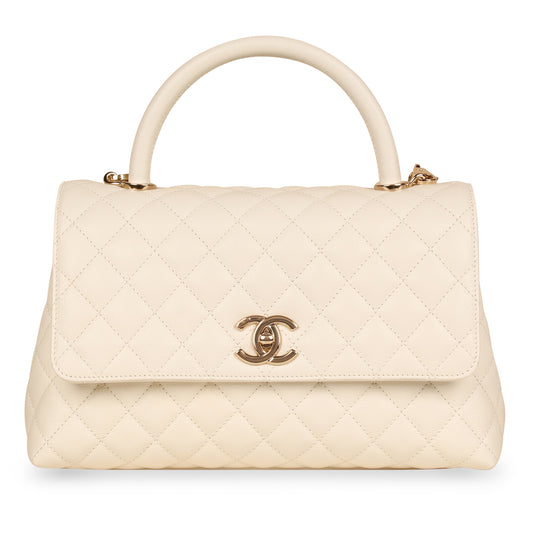 White Coco Top Handle - Medium