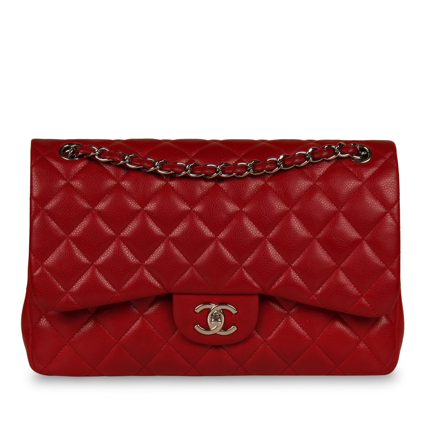 Chanel Classic Flap Bag Jumbo Red Caviar Pre Loved Bagista