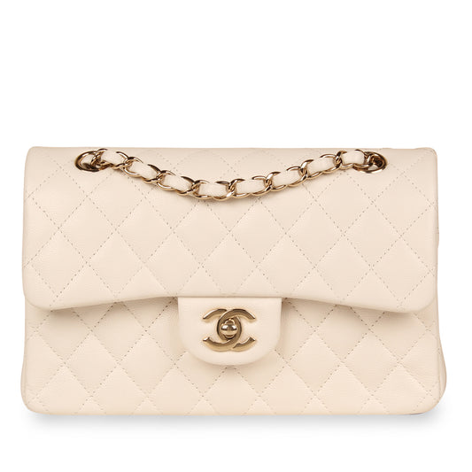 Classic Flap Bag - Small White Caviar