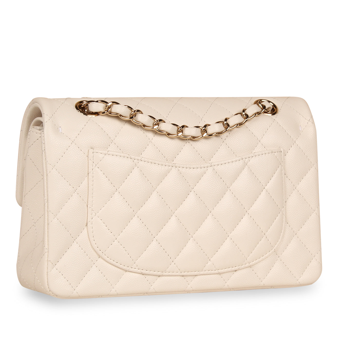 Classic Flap Bag - Small White Caviar