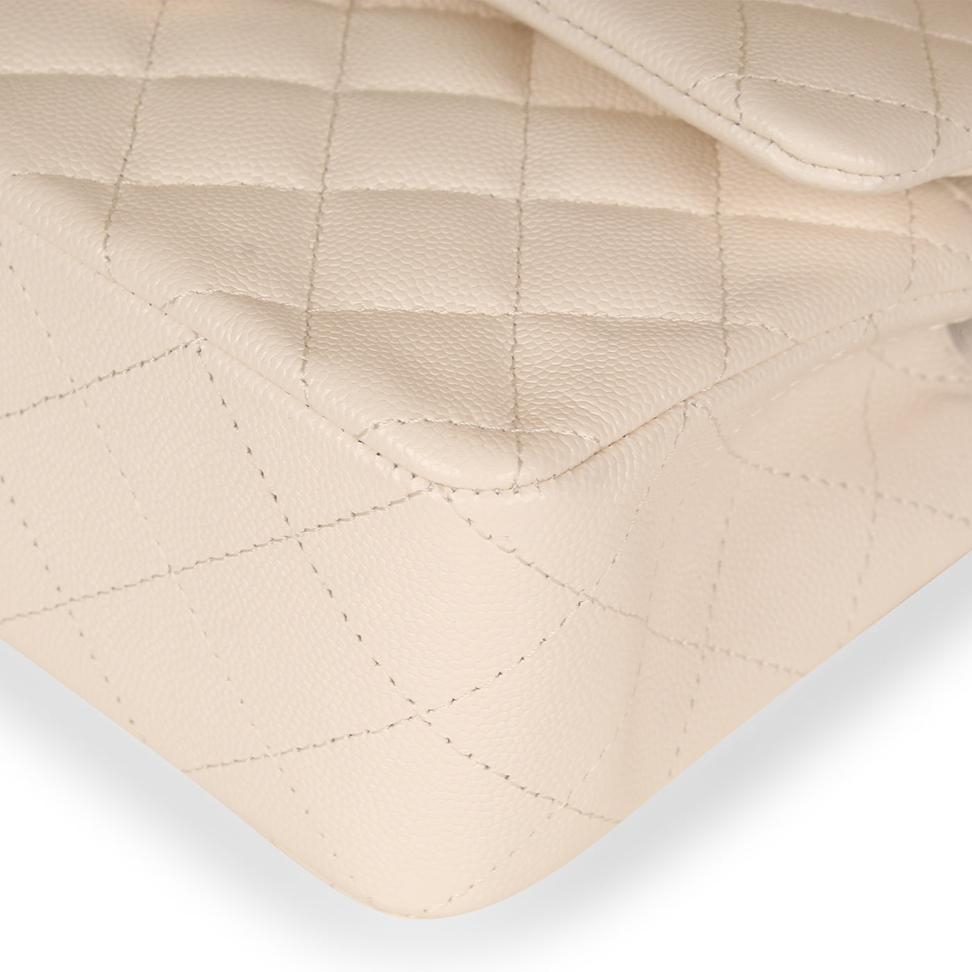 Classic Flap Bag - Small White Caviar