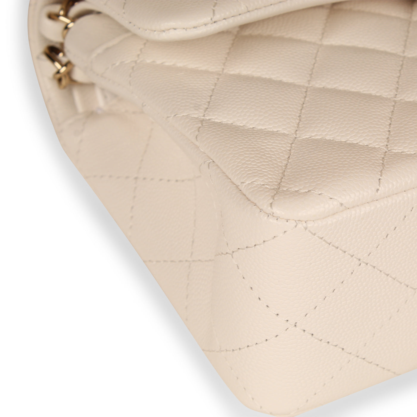 Classic Flap Bag - Small White Caviar