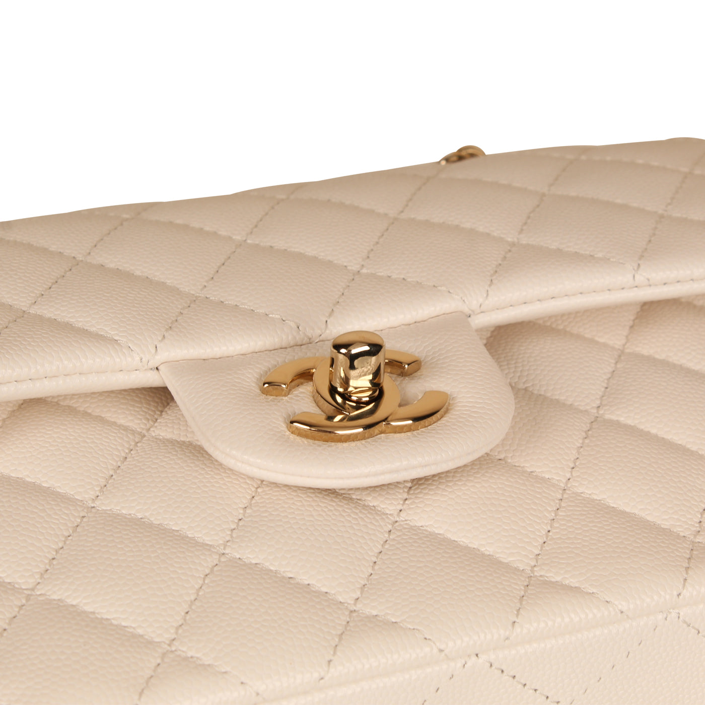 Classic Flap Bag - Small White Caviar