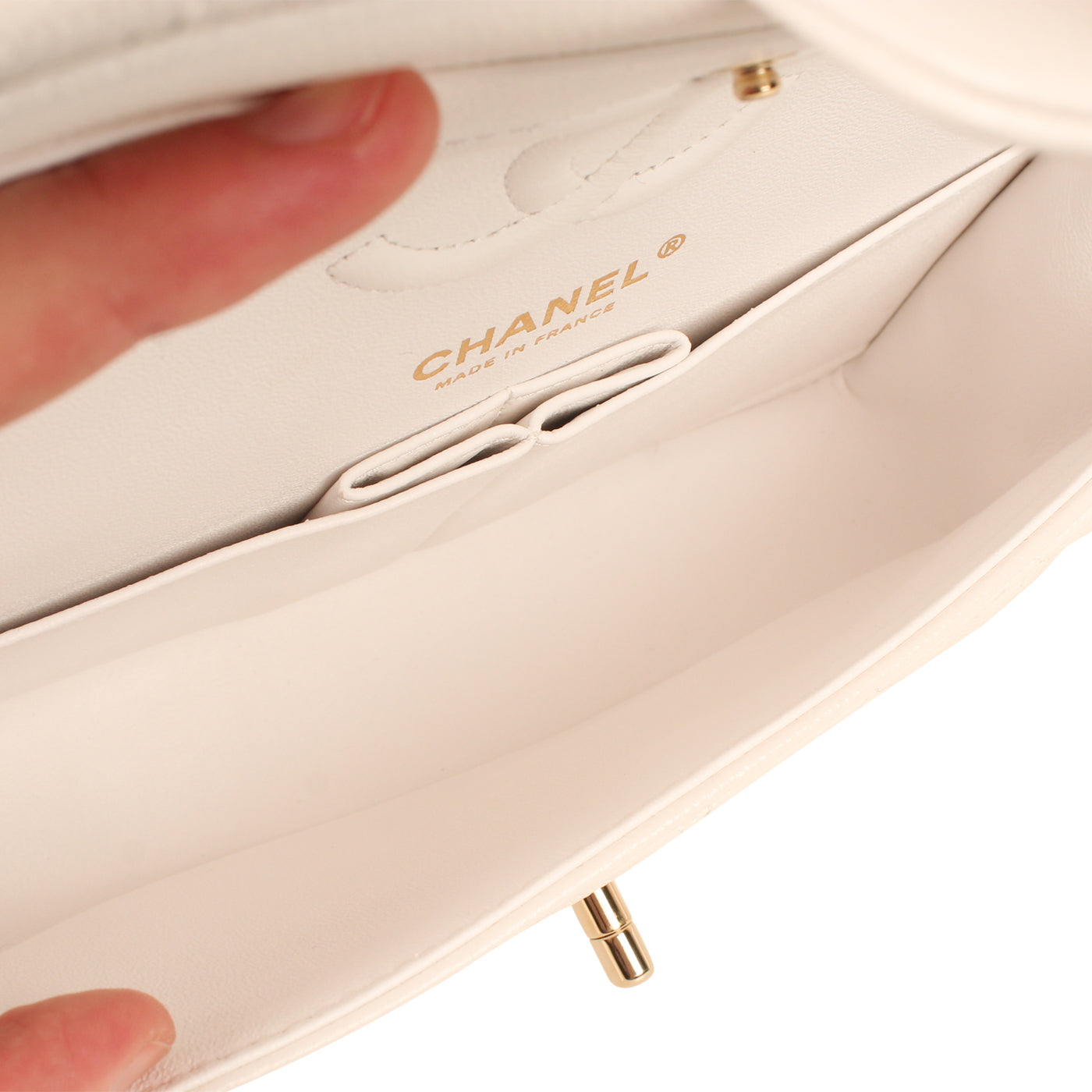 Classic Flap Bag - Small White Caviar