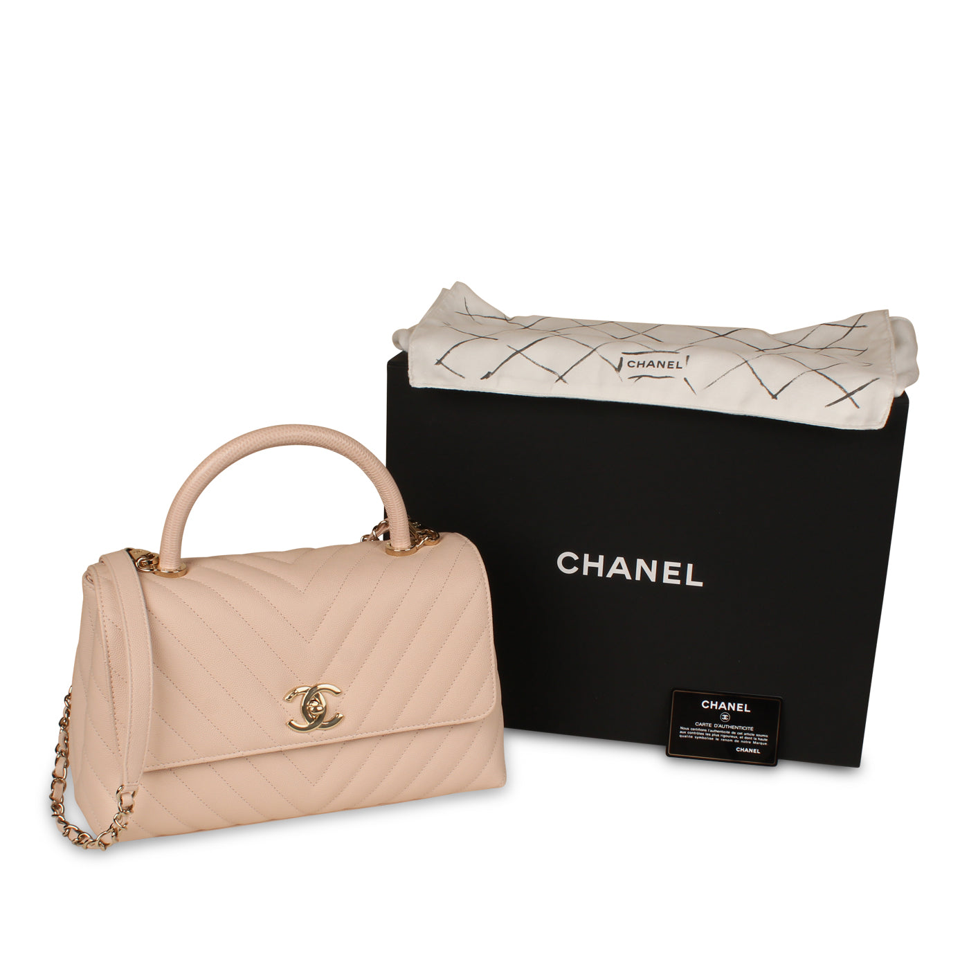 Chanel Small Coco Handle Flap Bag in Chevron Quilted Black Caviar with Dark  Silver Hardware -SOLD
