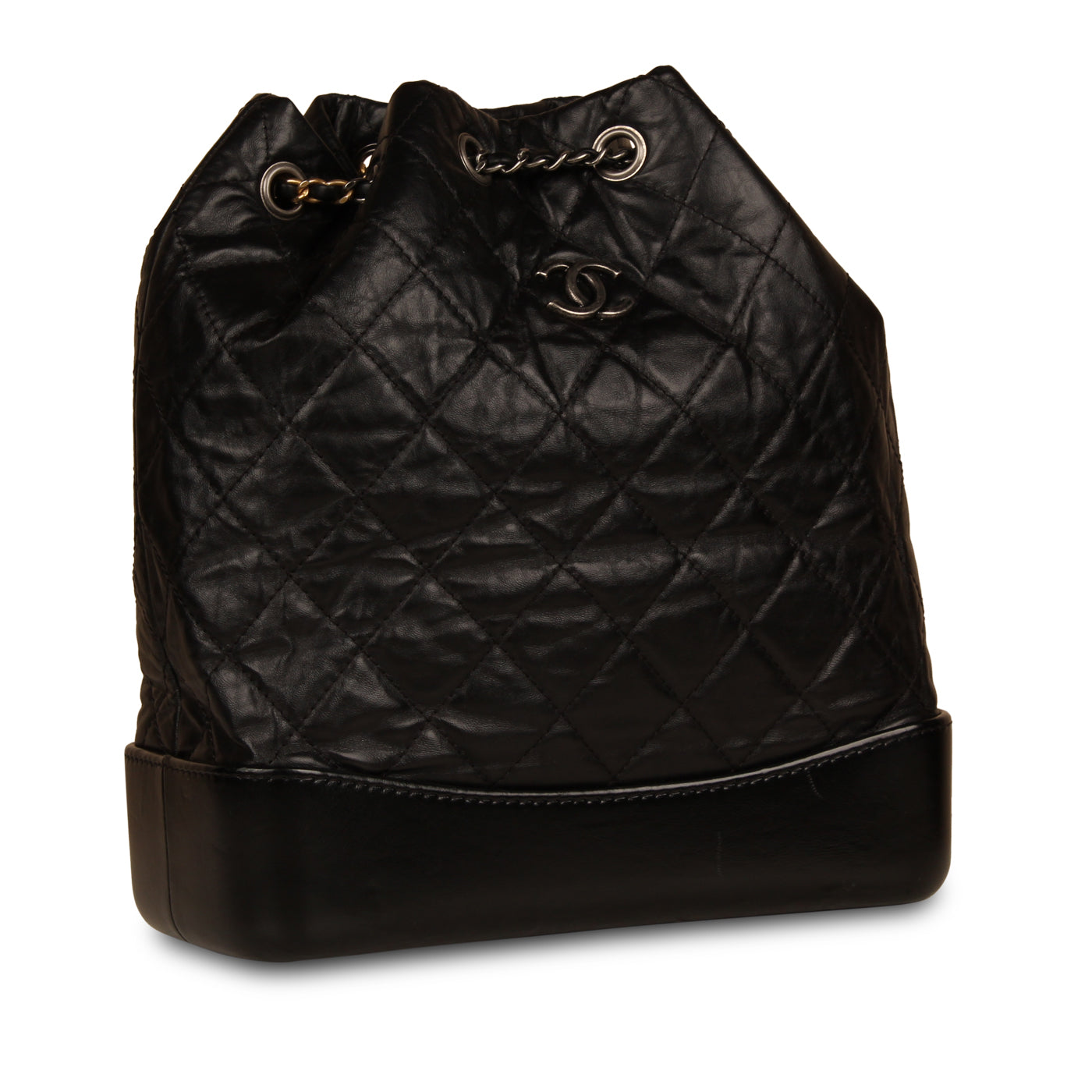 Chanel Gold Quilted Laminated Leather Small Gabrielle Backpack