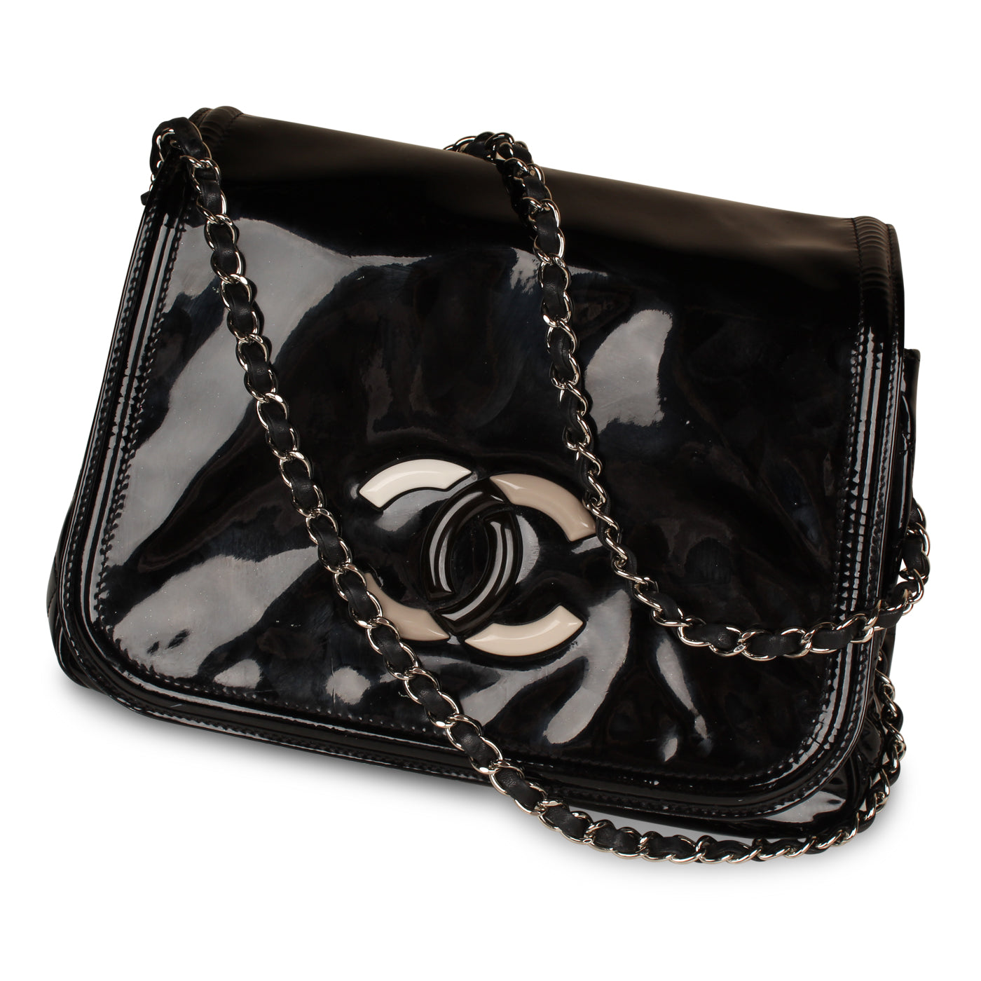 Vintage Black Vinyl Shoulder Bag