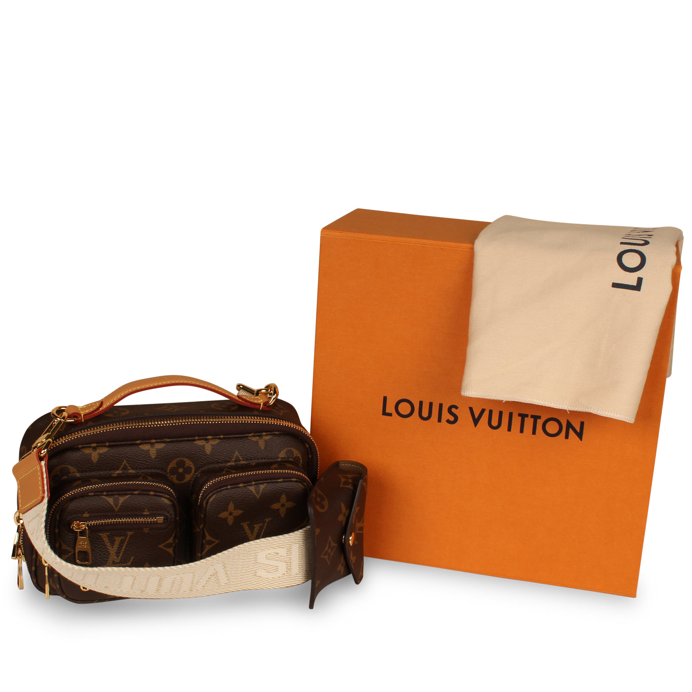 Louis Vuitton Utility Side Bag Monogram Brown in Canvas with Orange Black -  US