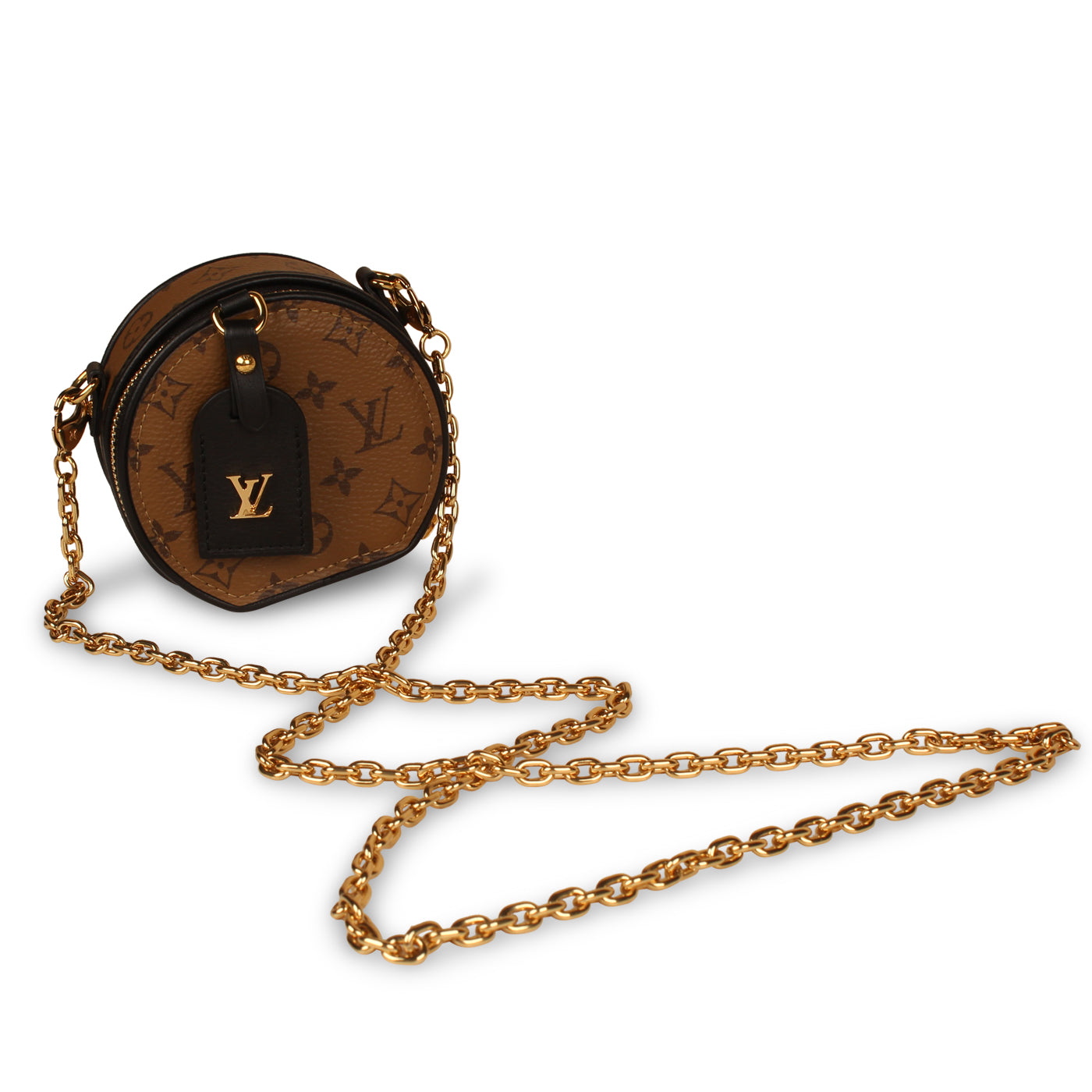 Louis Vuitton Mini LV Boite Chapeau Asymmetric Earrings Metal Gold 1475076