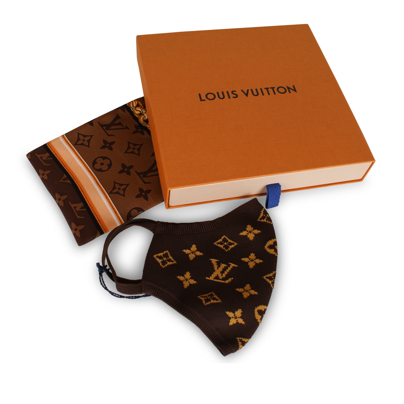 LOUIS VUITTON Monogram Knit Face Mask Brown 1113648