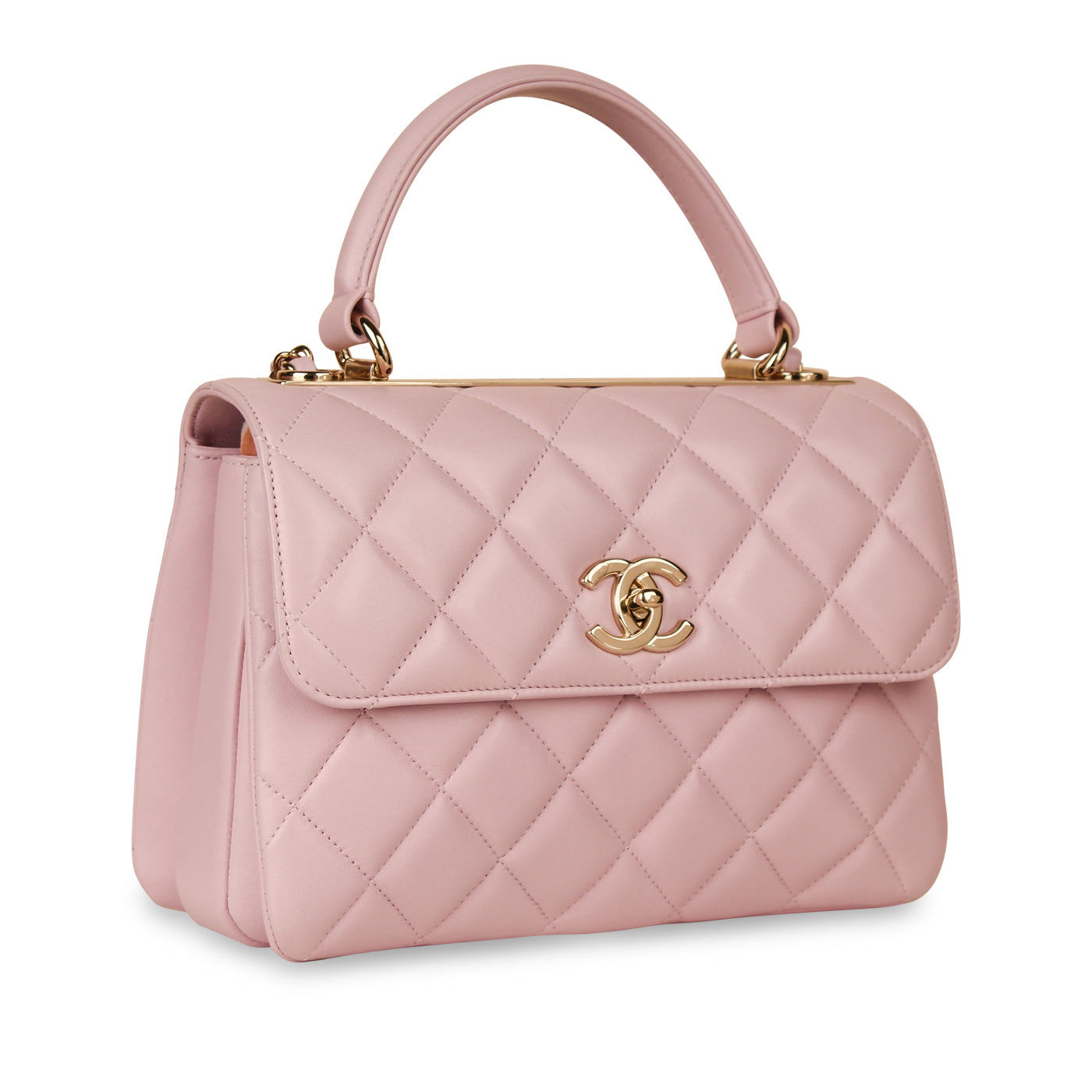 Chanel CC Crown Flap Bag Quilted Leather Small Pink 373392