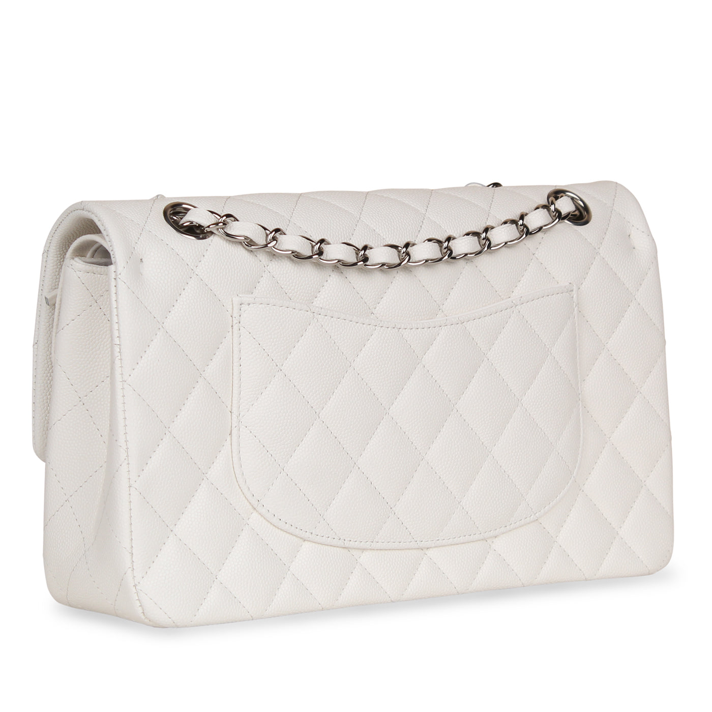 Classic Flap Bag - Small White Caviar