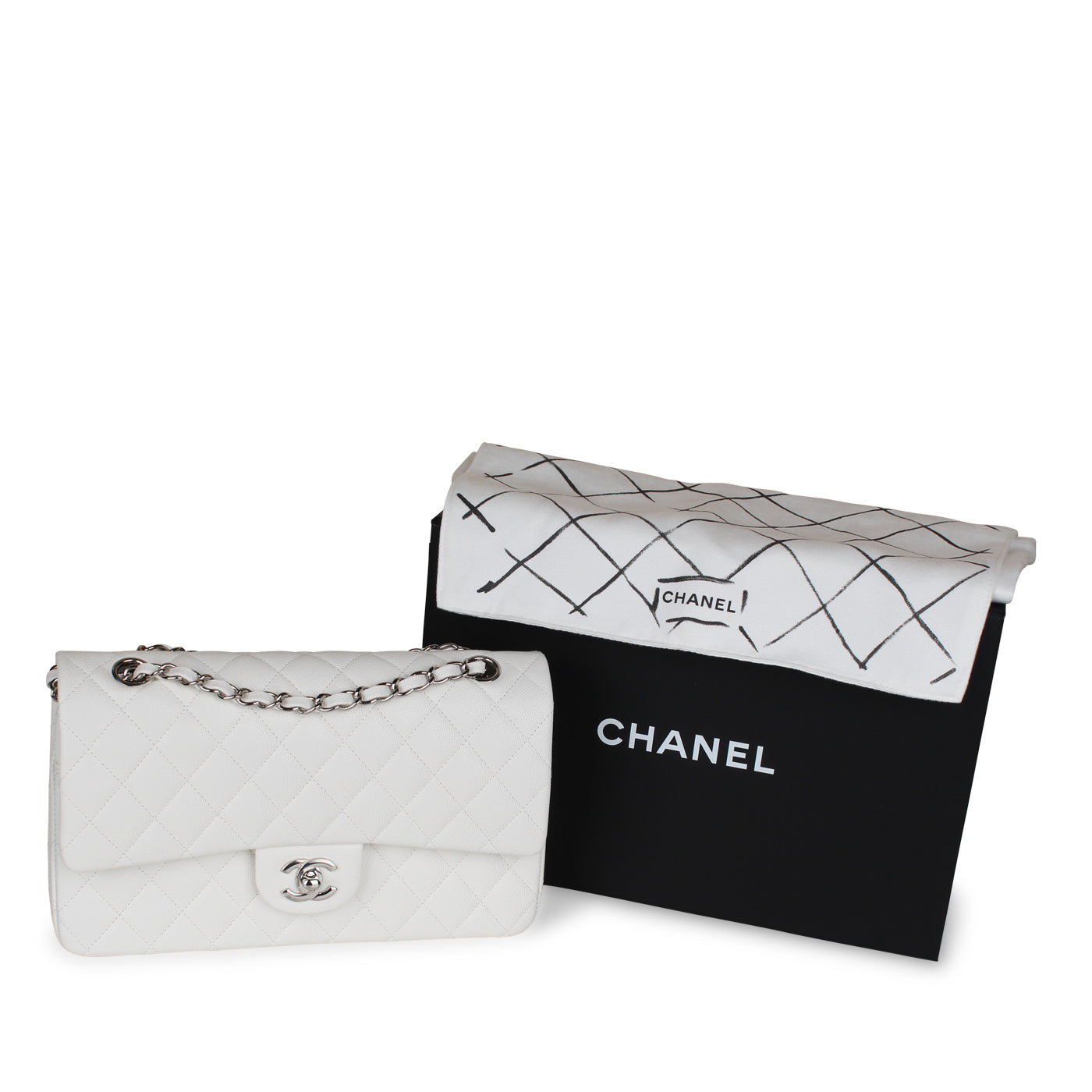 Classic Flap Bag - Small White Caviar