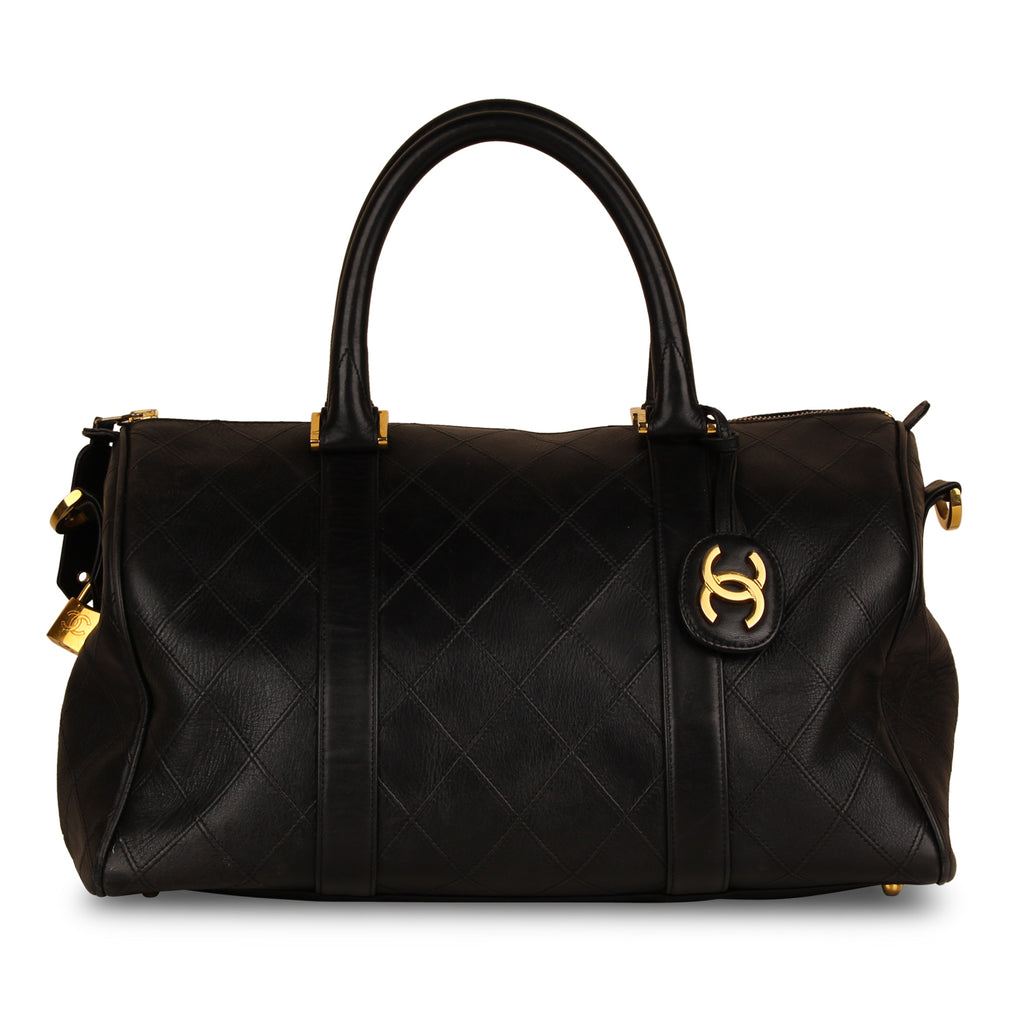 Chanel Vintage Chanel Boston Speedy Black Caviar Leather Hand Bag