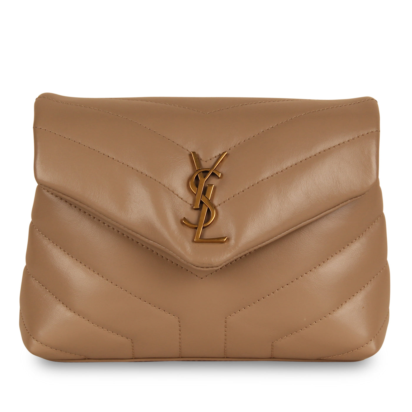 Authentic YSL Saint Laurent tan gold zipper wallet - Depop