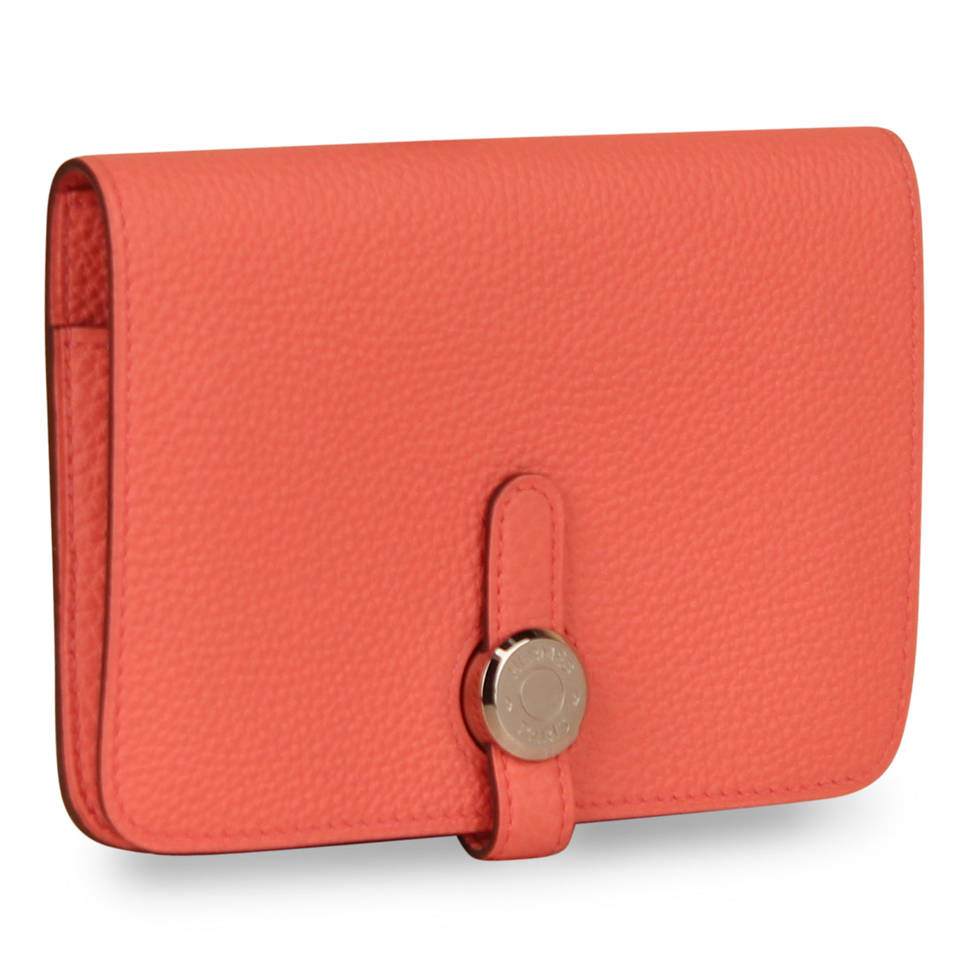 Hermes Bearn Compact Wallet Togo Leather Palladium Hardware In Orange