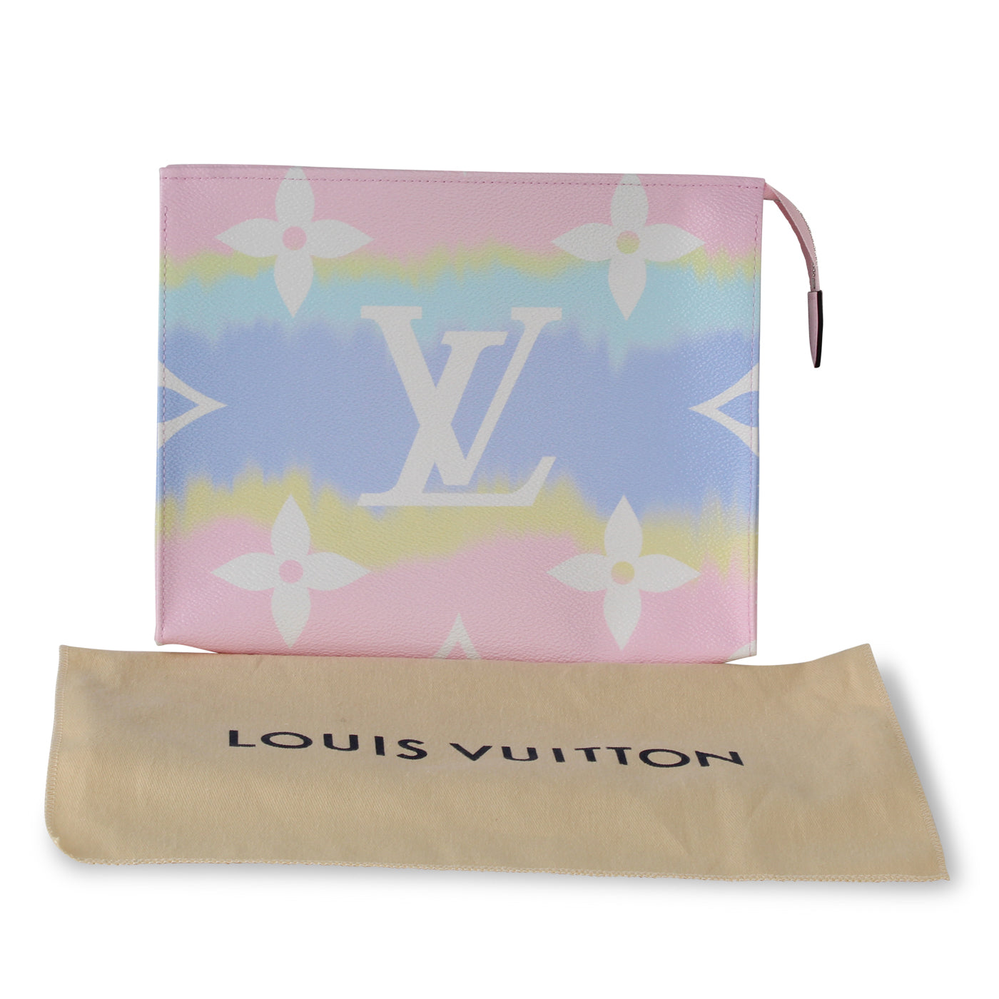 🔥NEW LOUIS VUITTON ESCALE TOILETRY 26 LARGE CLUTCH POCHETTE PINK❤️ RARE  GIFT!