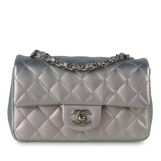 Mini Rectangular Flap Bag - Iridescent Silver