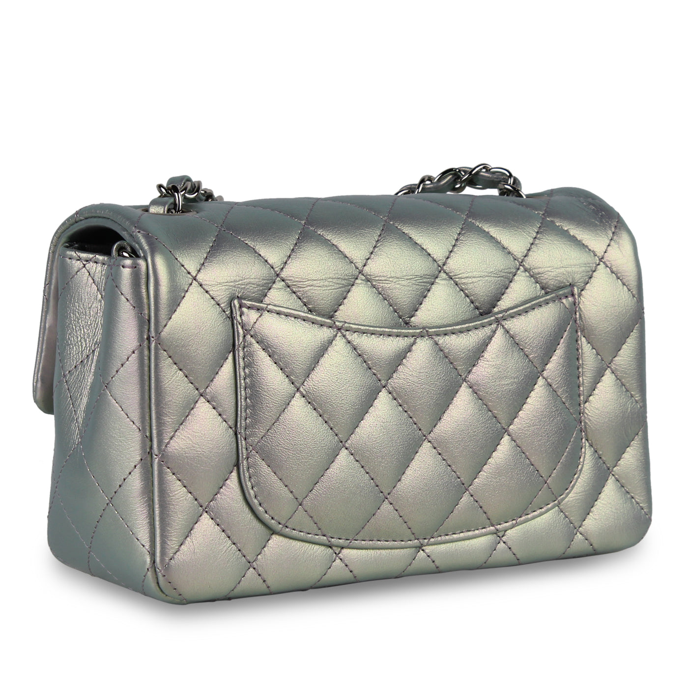 Mini Rectangular Flap Bag - Iridescent Silver