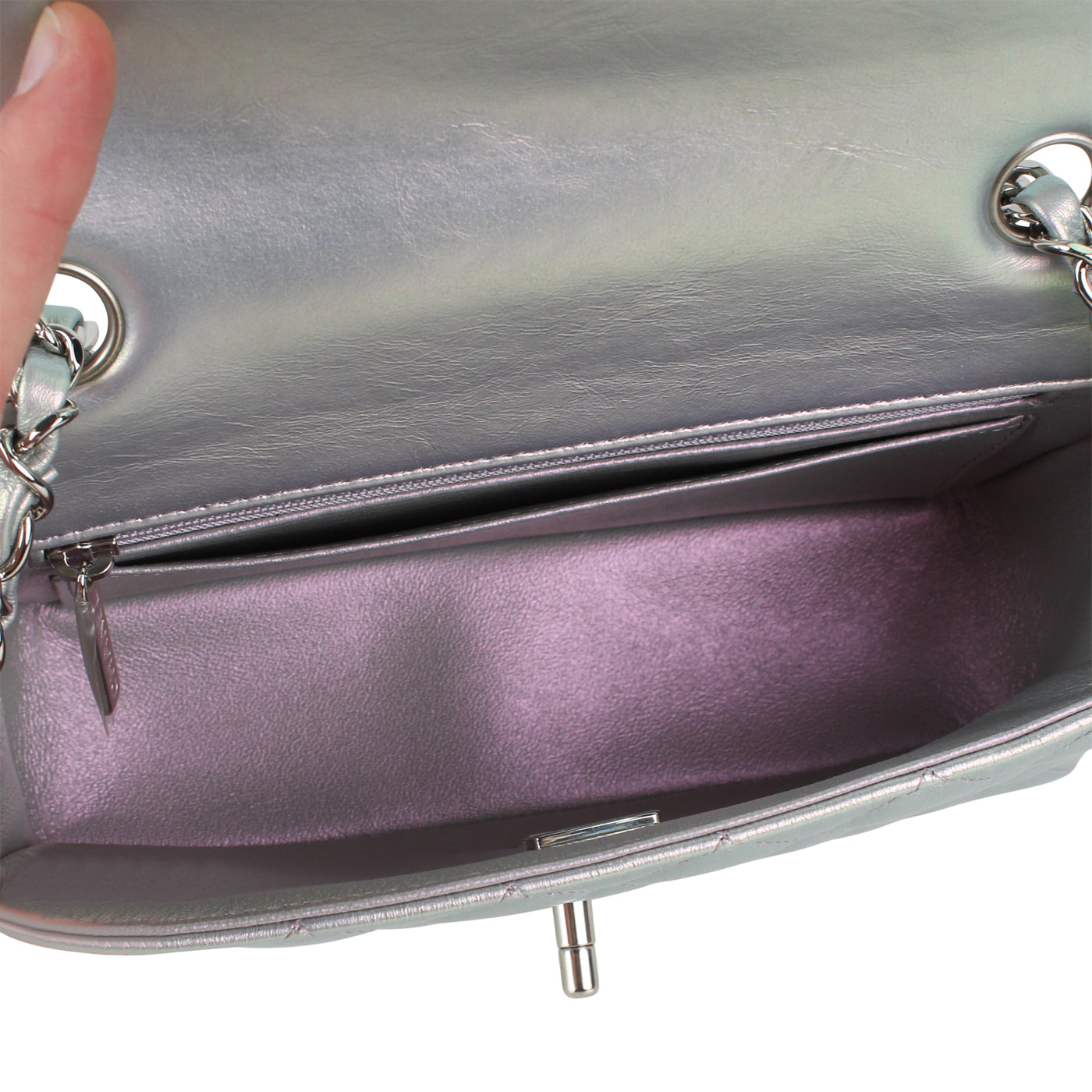 Mini Rectangular Flap Bag - Iridescent Silver