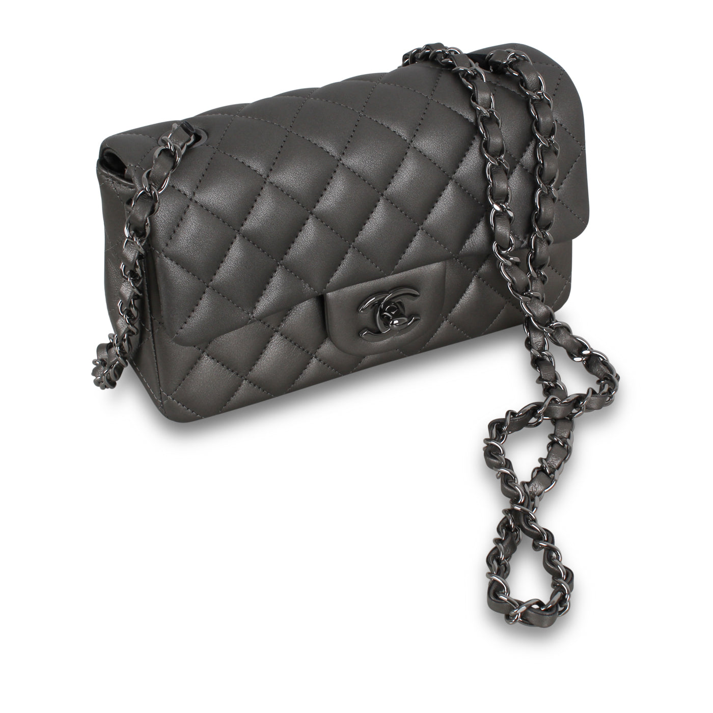 Chanel Black Quilted Lambskin Mini Rectangular Classic Single Flap