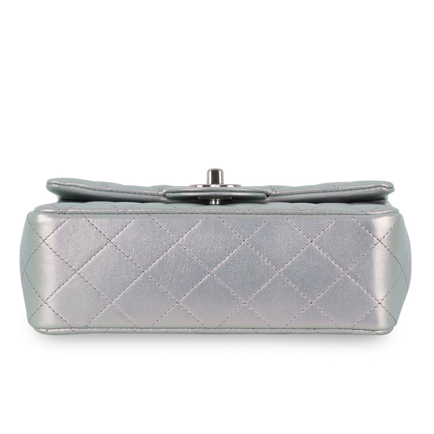 Mini Rectangular Classic Flap Bag - Iridescent Silver