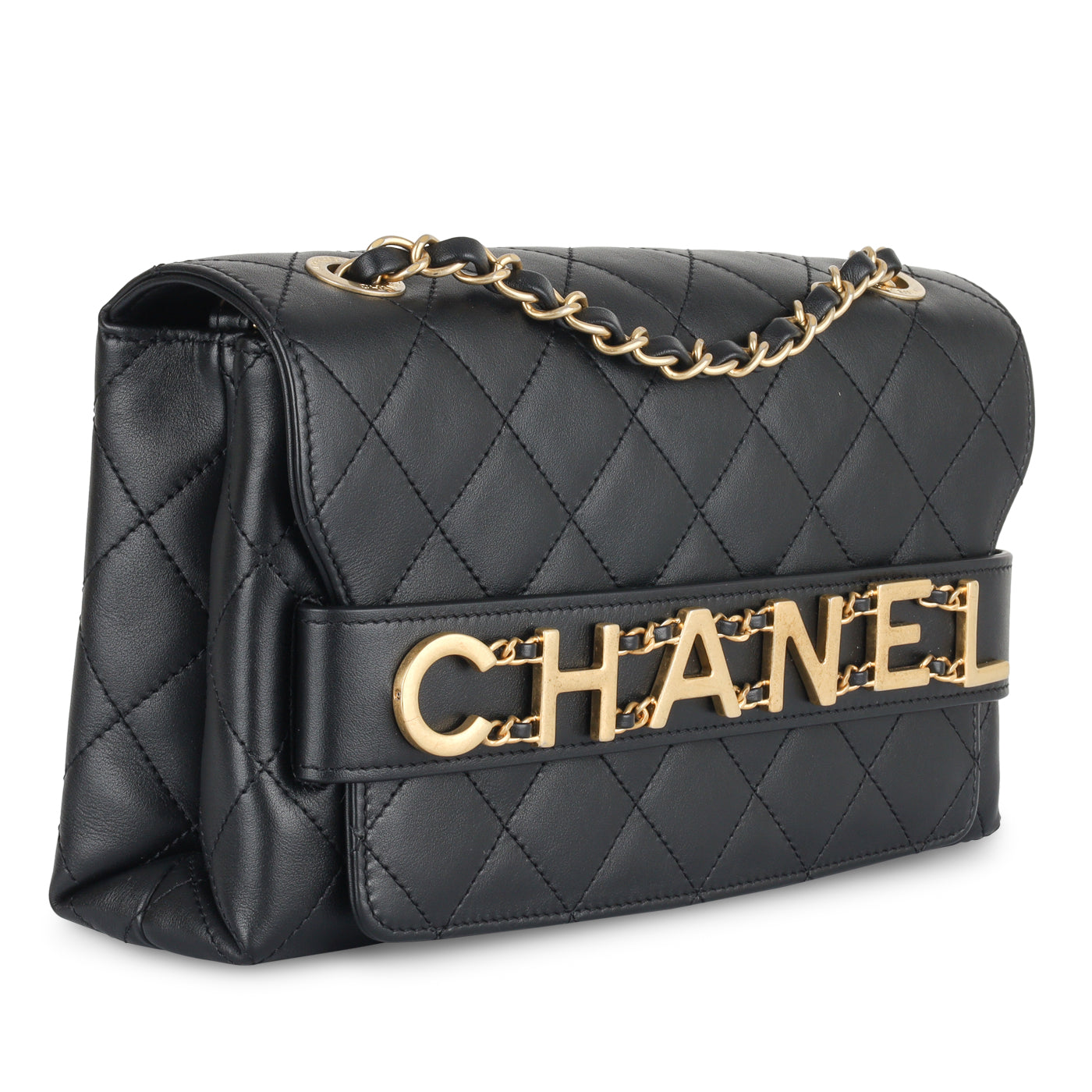 Chanel - Enchained Flap Bag - Black Lambskin GHW - Pre-Loved