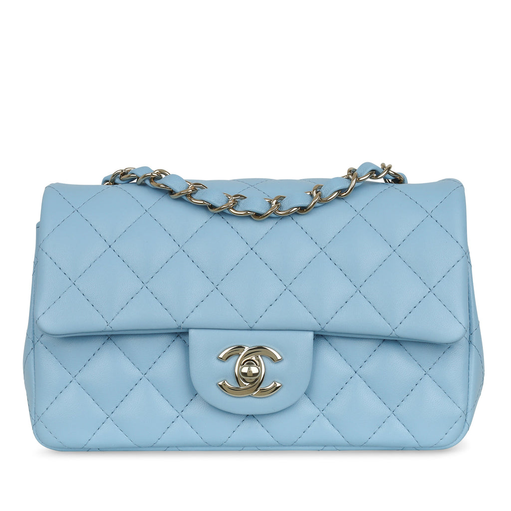 NIB 21K Chanel Light Pale Blue Caviar Classic Medium Double Flap Bag S   Boutique Patina
