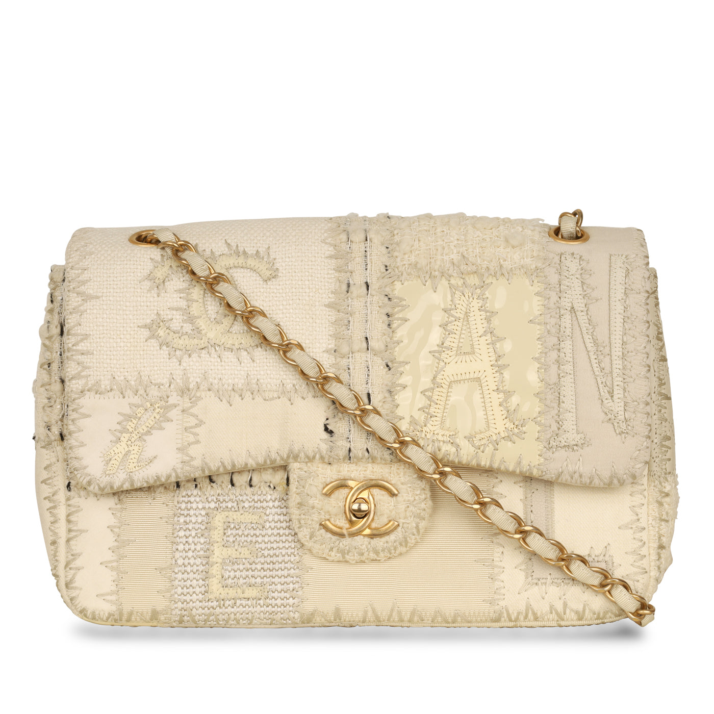 Chanel - Patchwork Classic Flap Bag - Jumbo - Cream - Pre Loved