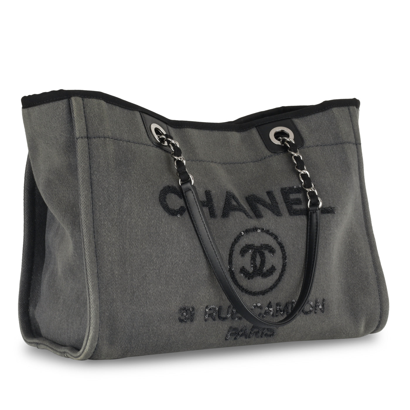 Chanel Bag Small Deauville Tote Grey Raffia – Mightychic