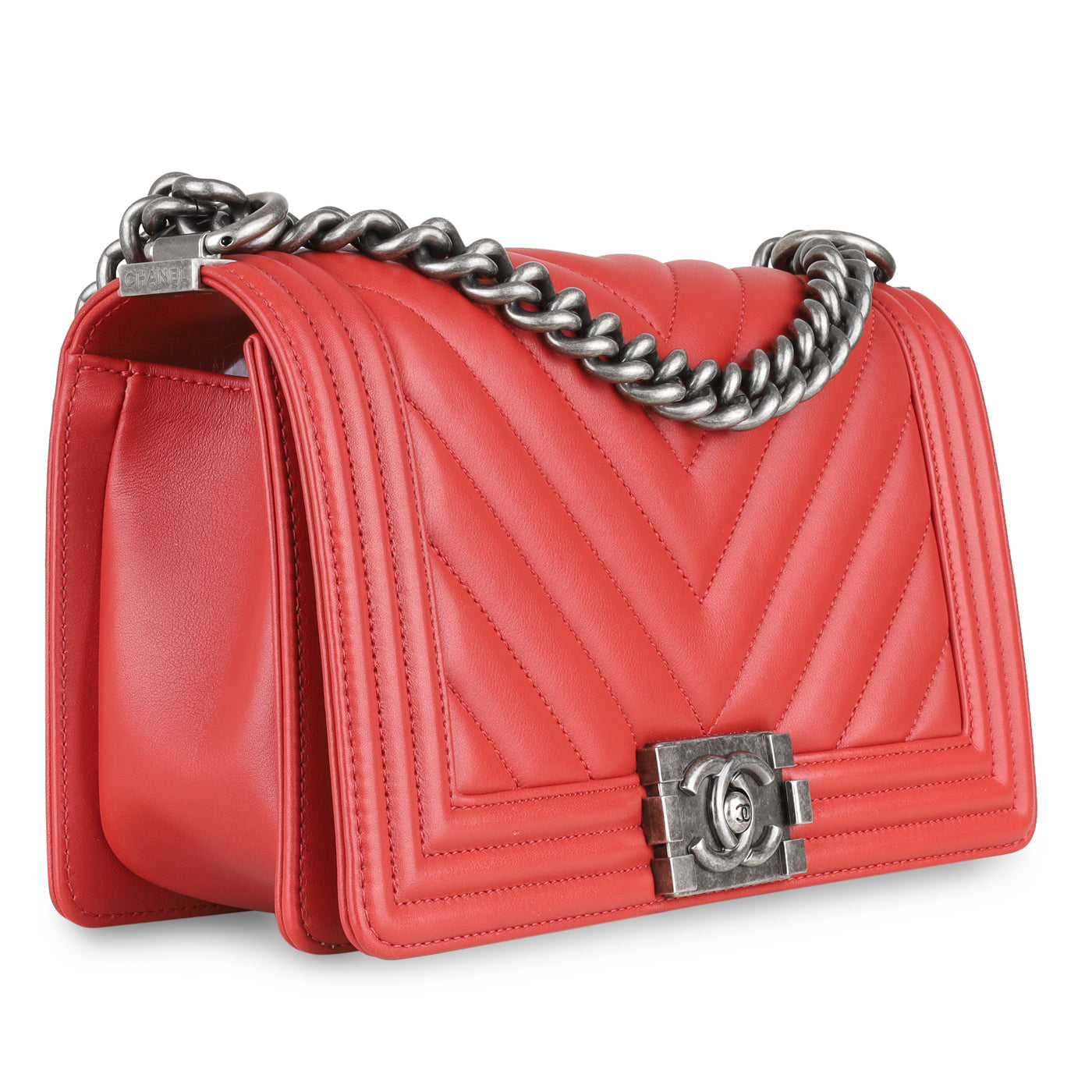 Proantic: Chanel Red Matelassé Bag In Genuine Leather