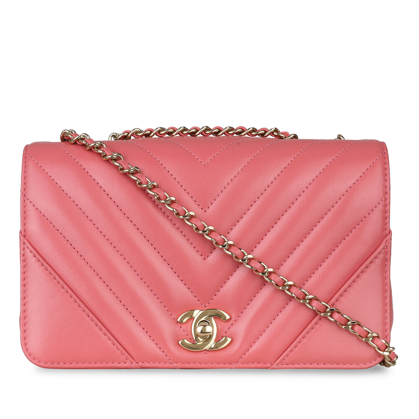 Pink Chevron Flap Bag