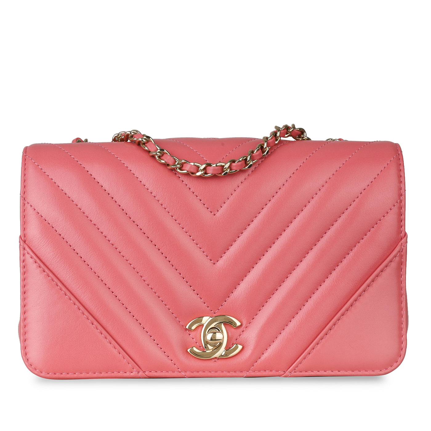 Pink Chevron Flap Bag